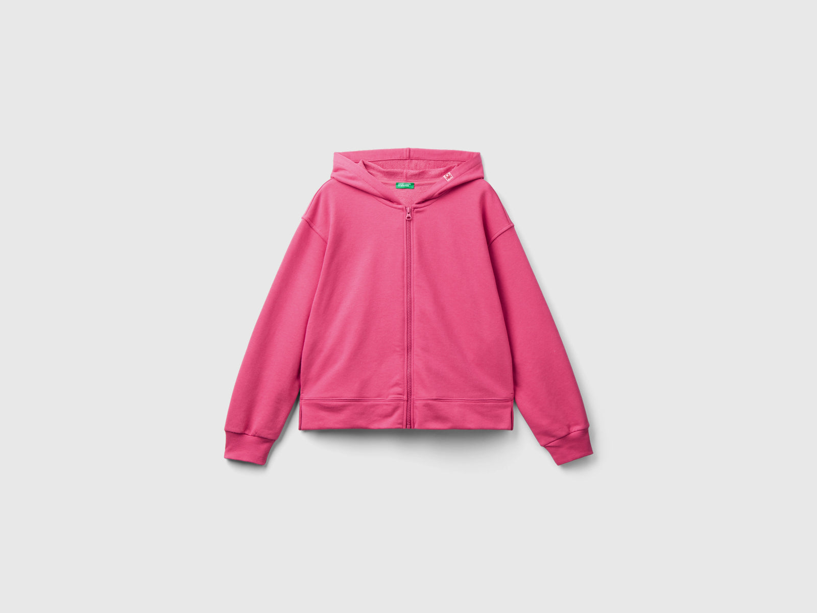 Felpa con cappuccio e zip da donna fucsia | Benetton Outlet