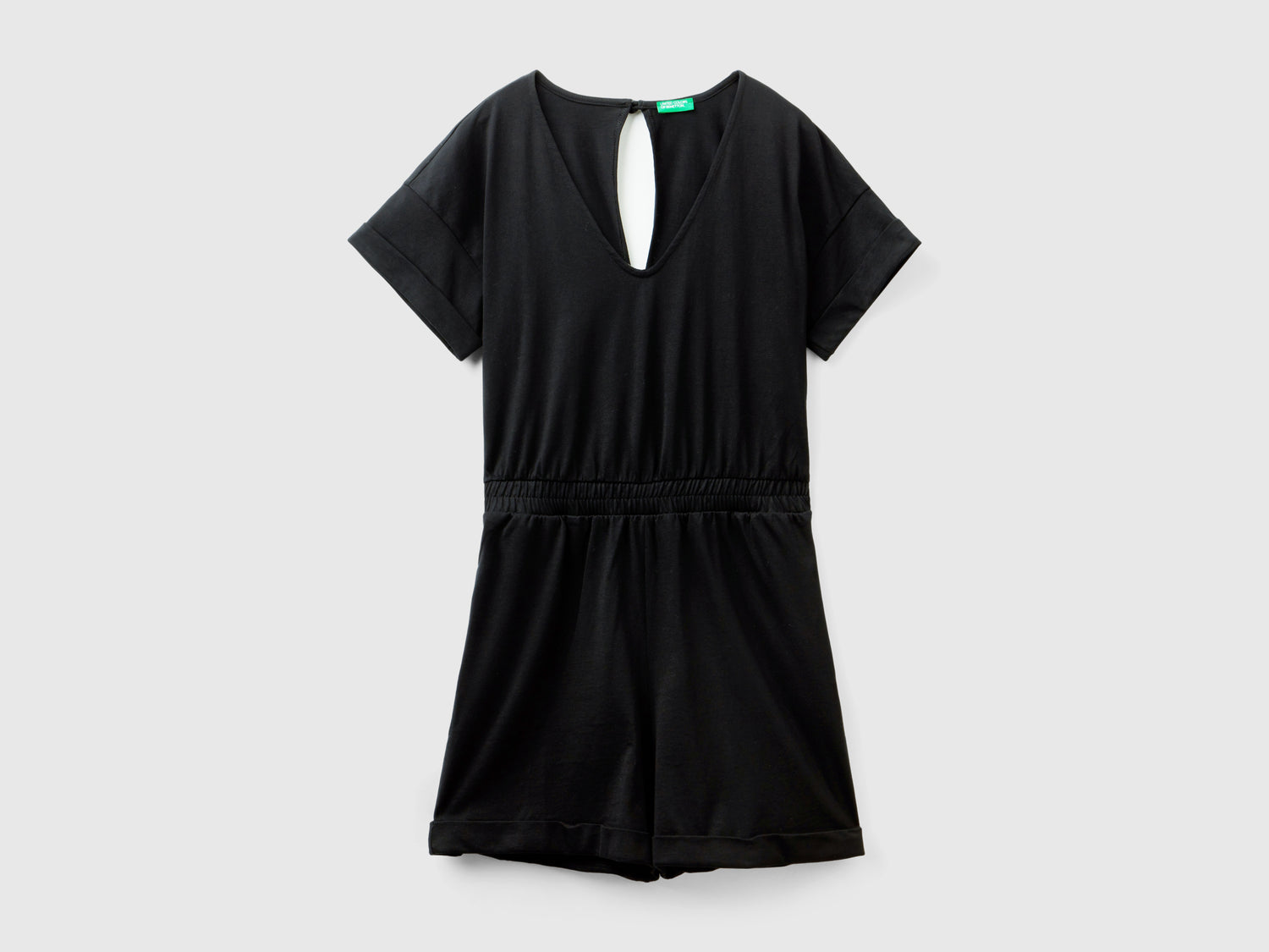 Tuta corta con scollo a V da donna nero | Benetton Outlet