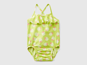 One-piece swimsuit with fruit print