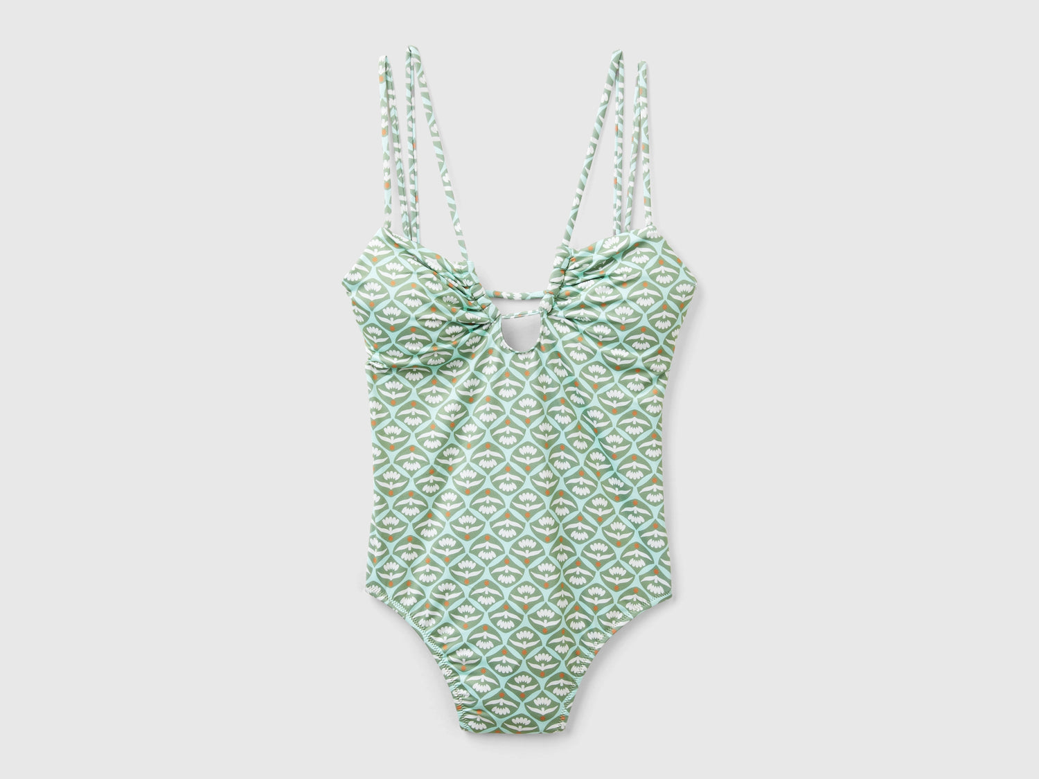 Costume intero con stampa fiori da donna verde militare | Benetton Outlet