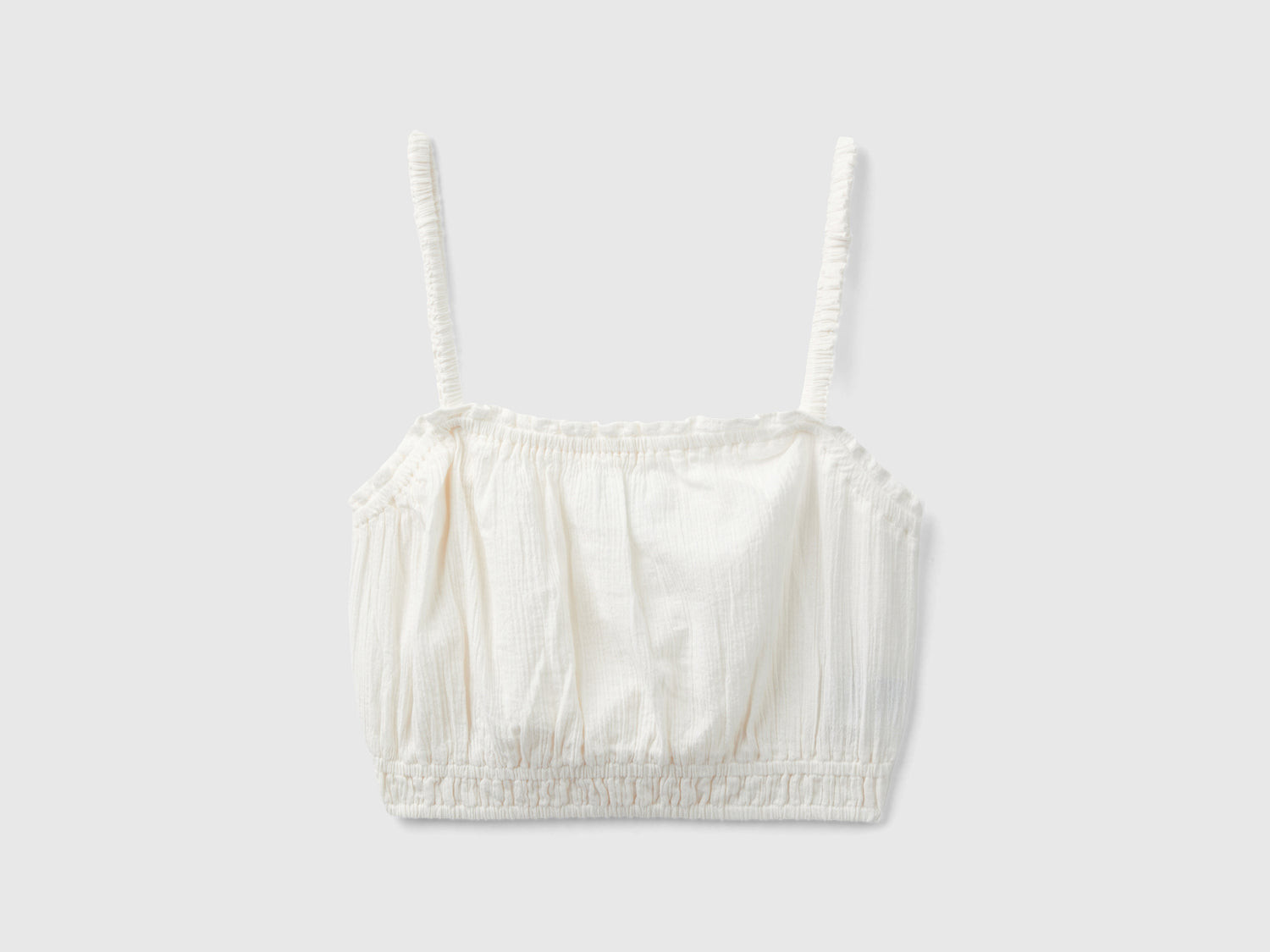 Top cropped 100% cotone da donna bianco panna | Benetton Outlet