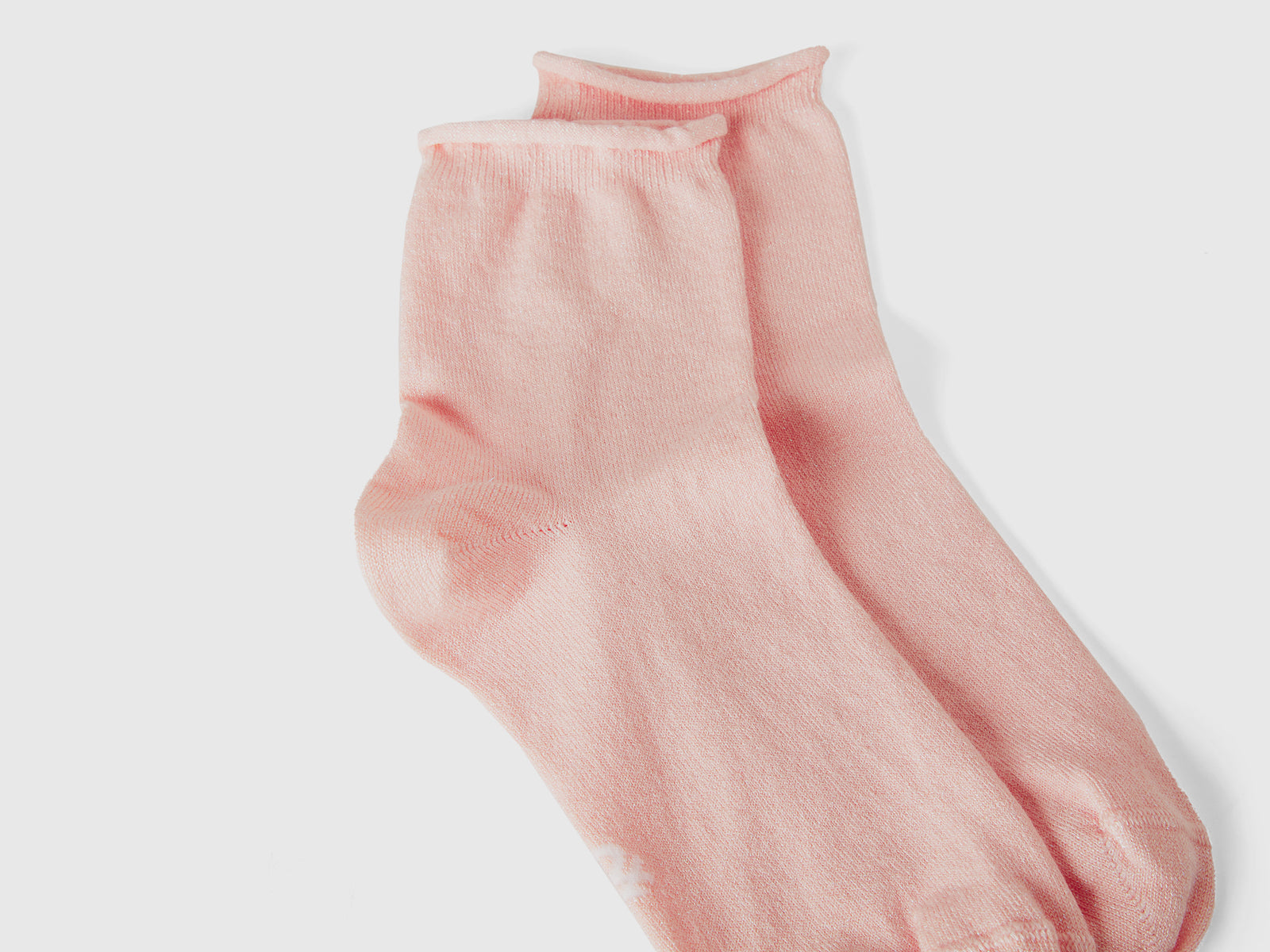 Calzini corti con lurex da donna rosa tenue 2 | Benetton Outlet