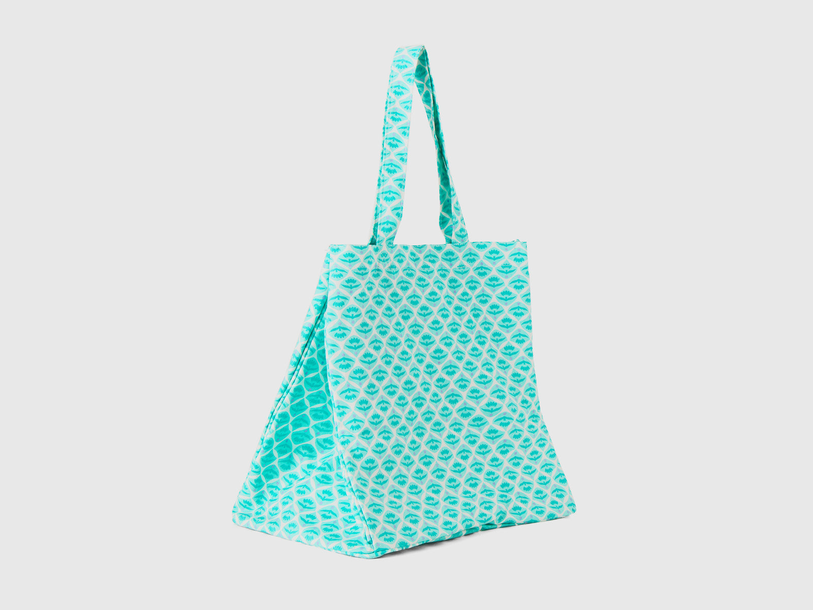 Bolsa de compras floral da donna verde acqua 2 | Benetton Outlet