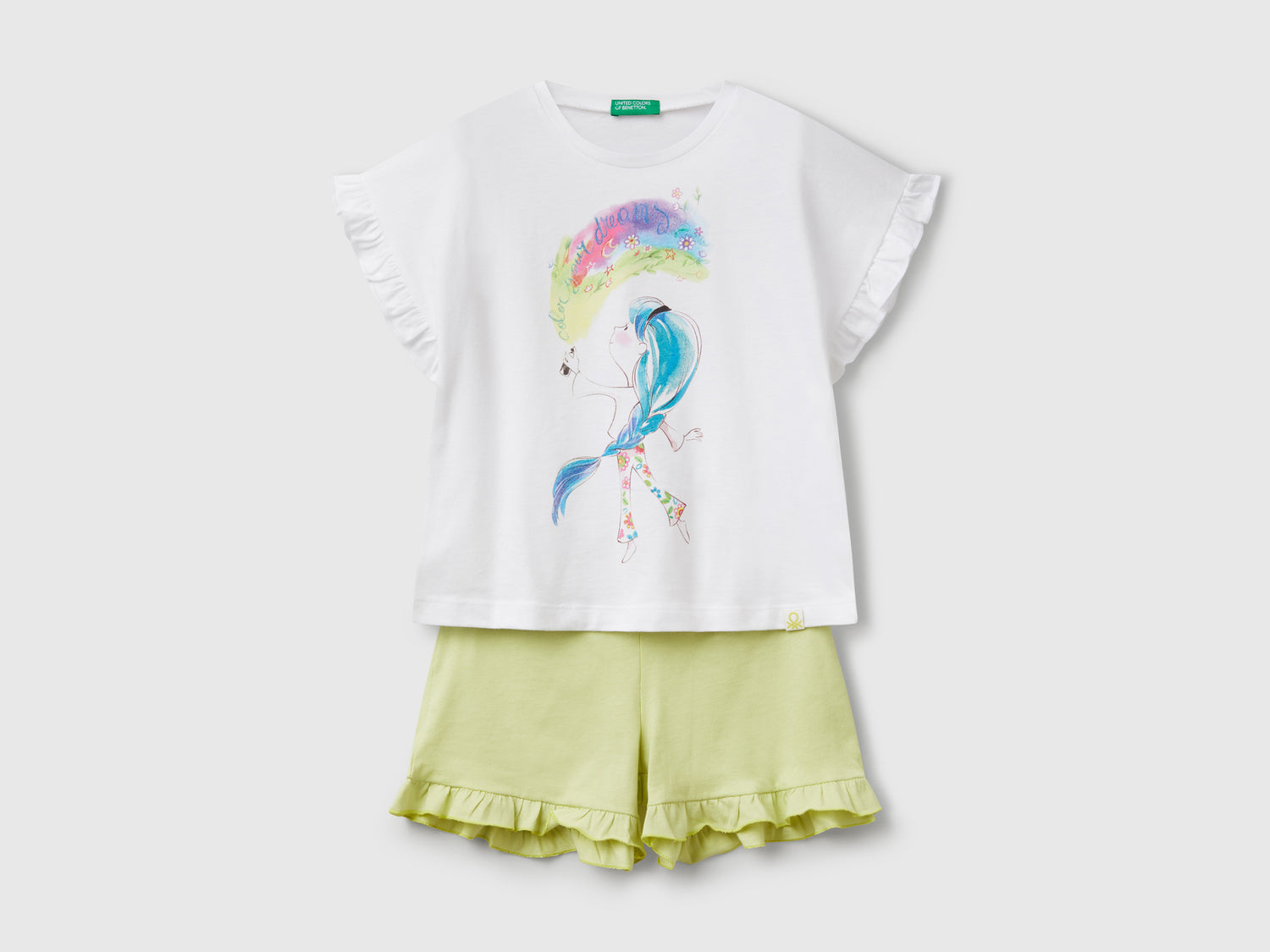 Pigiama con stampa e rouches da bambina multi-color | Benetton Outlet
