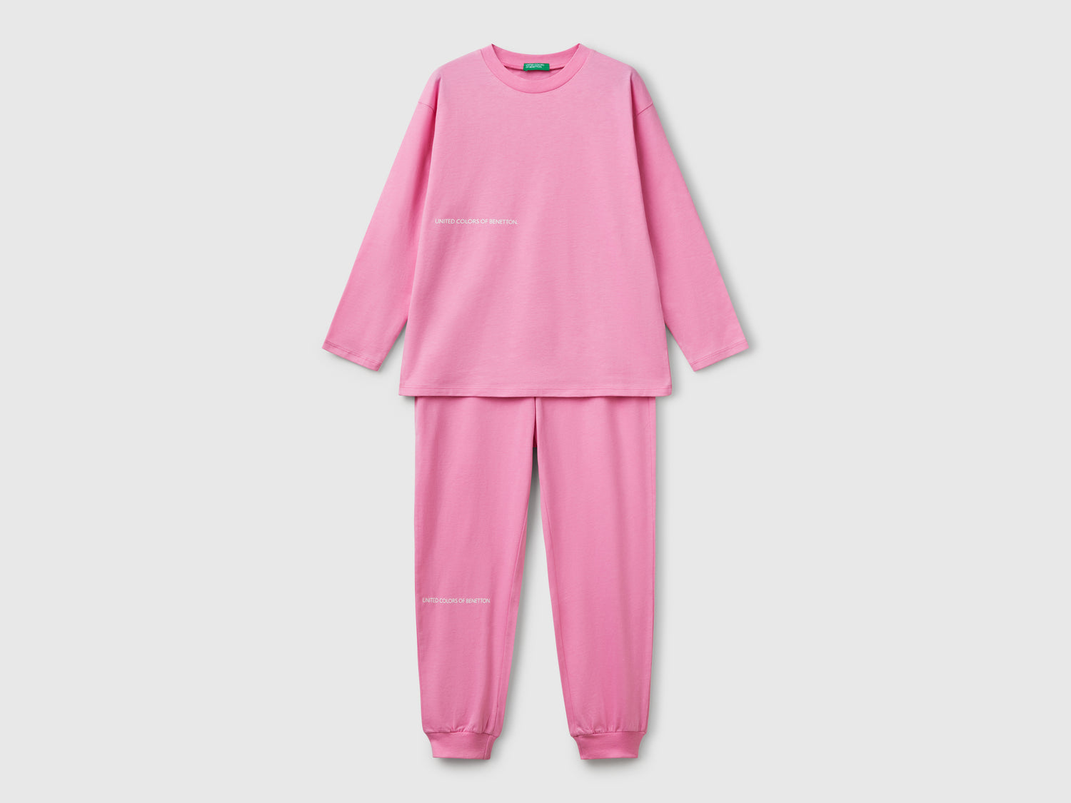 Pigiama in puro cotone da bambino rosa | Benetton Outlet