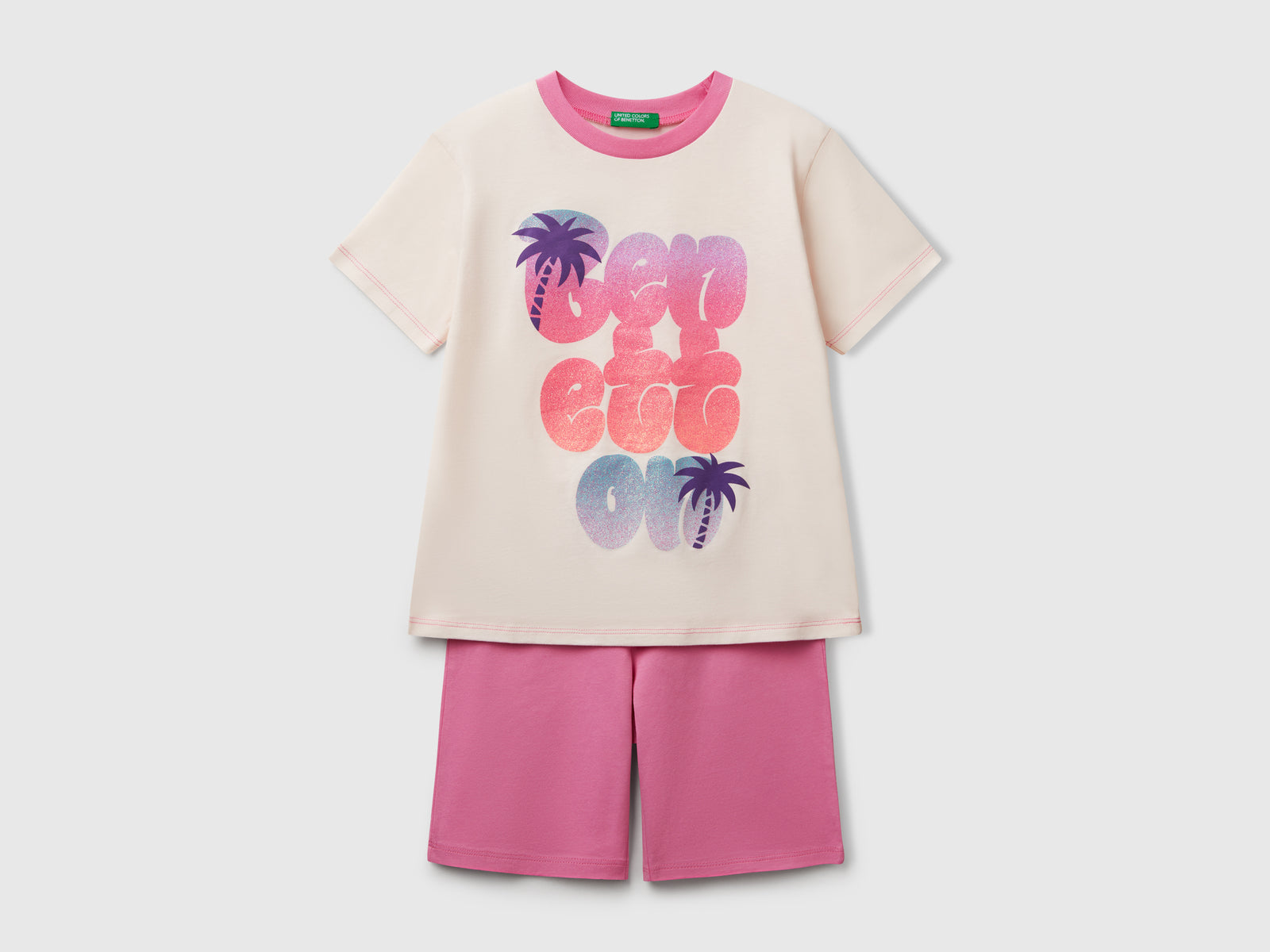 Pigiama con maxi logo da bambino rosa | Benetton Outlet