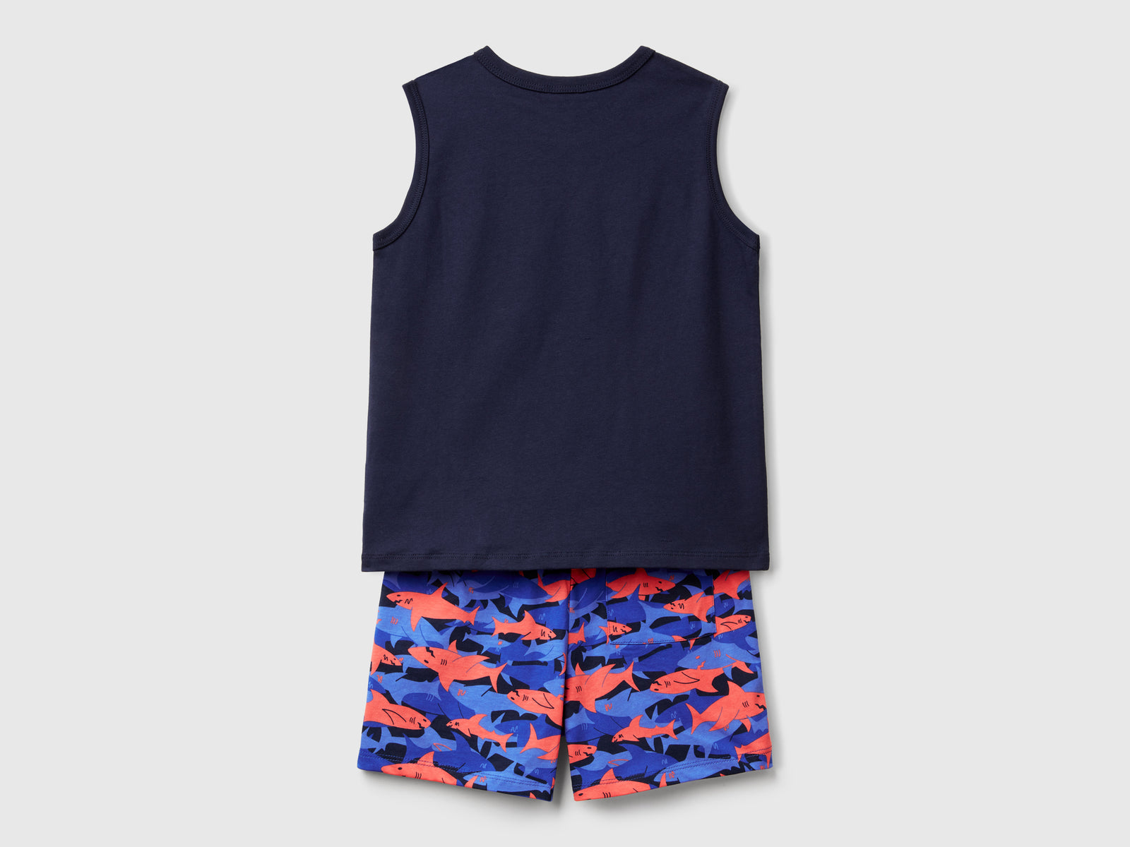 Pigiama con stampa squali da bambino blu scuro 2 | Benetton Outlet