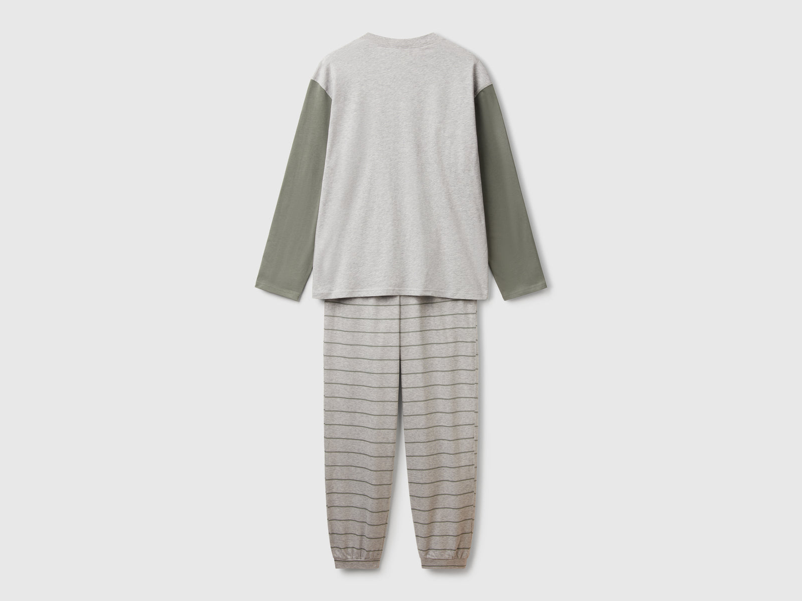 Pigiama in puro cotone da uomo grigio chiaro 2 | Benetton Outlet