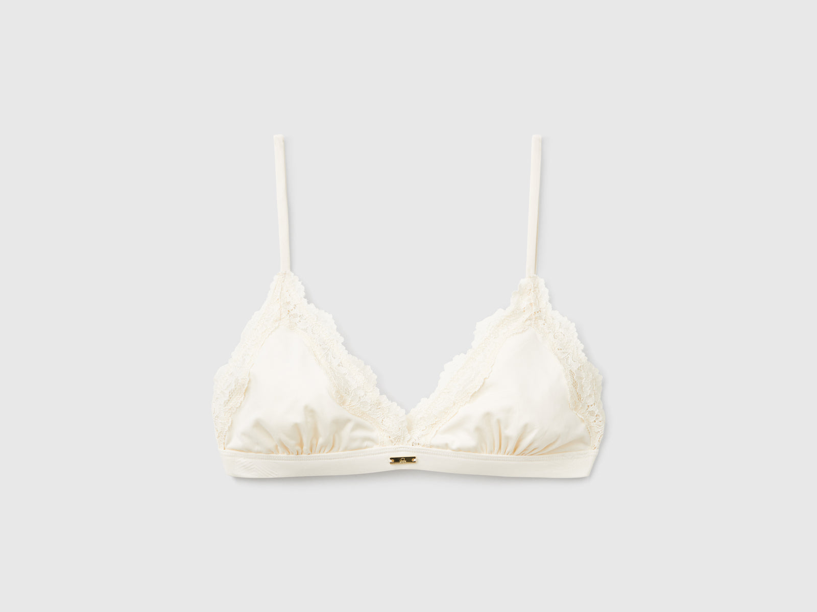 Reggiseno a triangolo con pizzo da donna bianco panna | Benetton Outlet