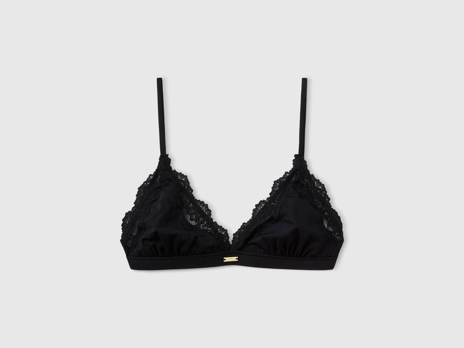 Reggiseno a triangolo con pizzo da donna nero | Benetton Outlet