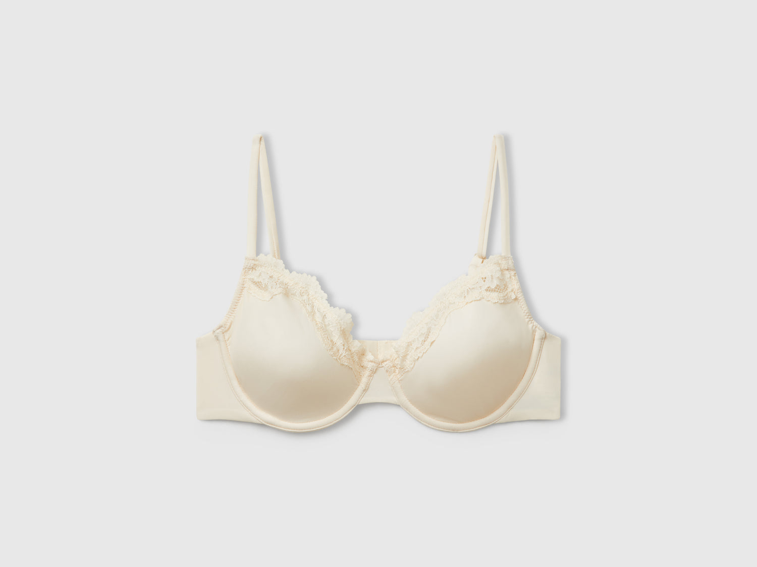 Reggiseno con ferretto e pizzo da donna bianco panna | Benetton Outlet