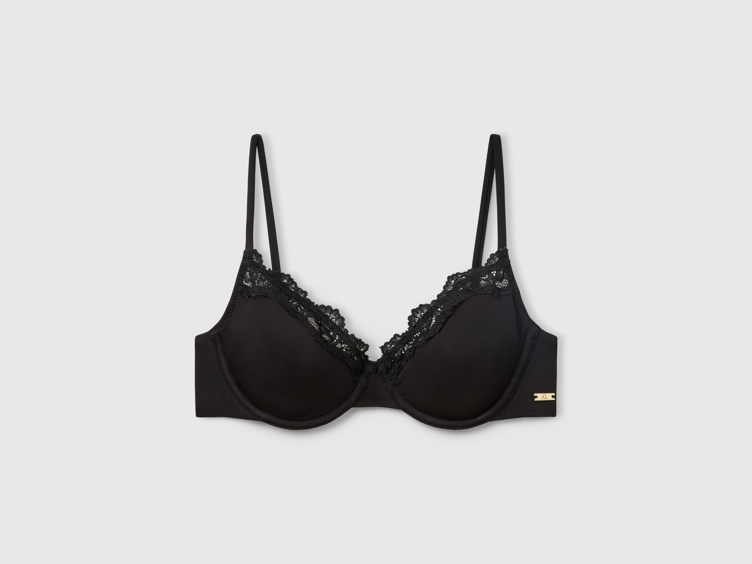Reggiseno con ferretto e pizzo da donna nero | Benetton Outlet