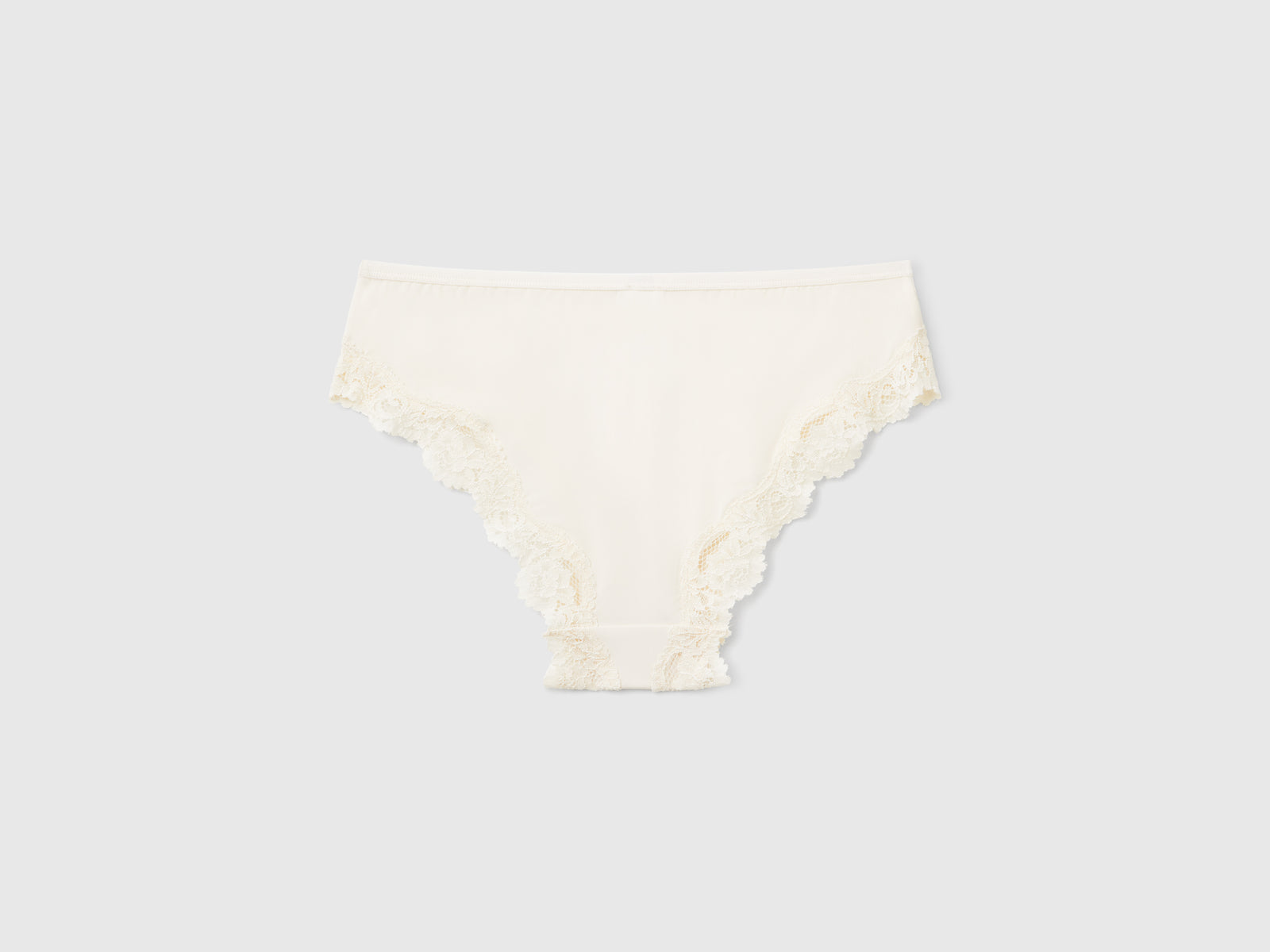 Slip fianco alto con inserti in pizzo da donna bianco panna 2 | Benetton Outlet
