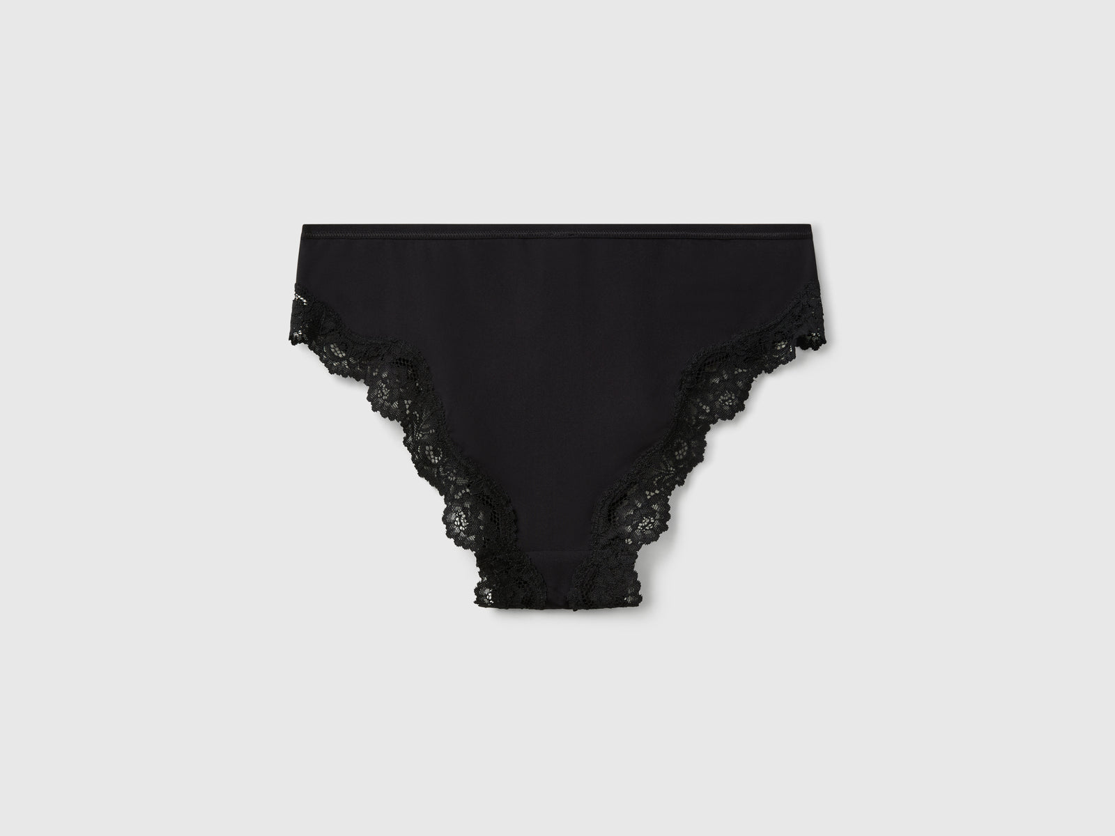 Slip fianco alto con inserti in pizzo da donna nero 2 | Benetton Outlet
