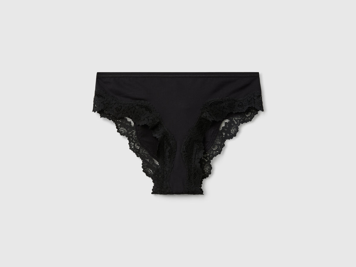 Slip fianco alto con inserti in pizzo