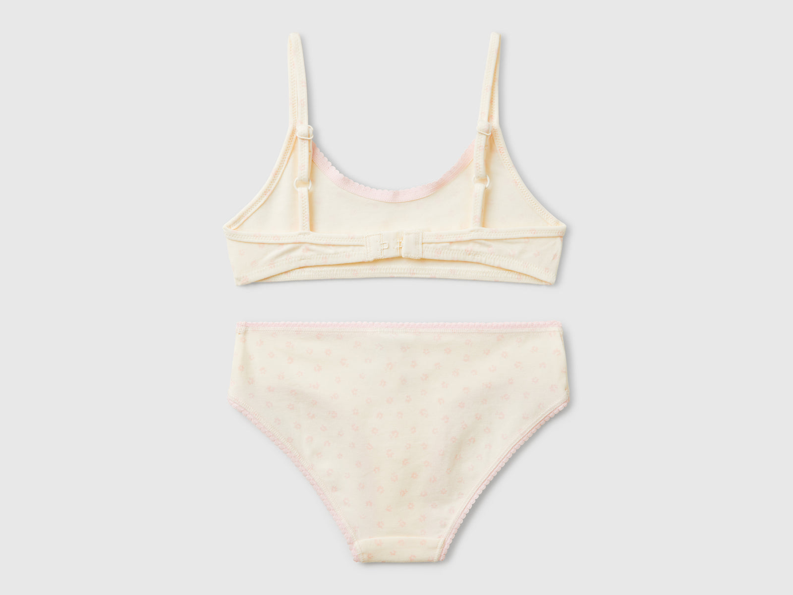 Completo brassiere e slip a fiori da bambina bianco panna 2 | Benetton Outlet