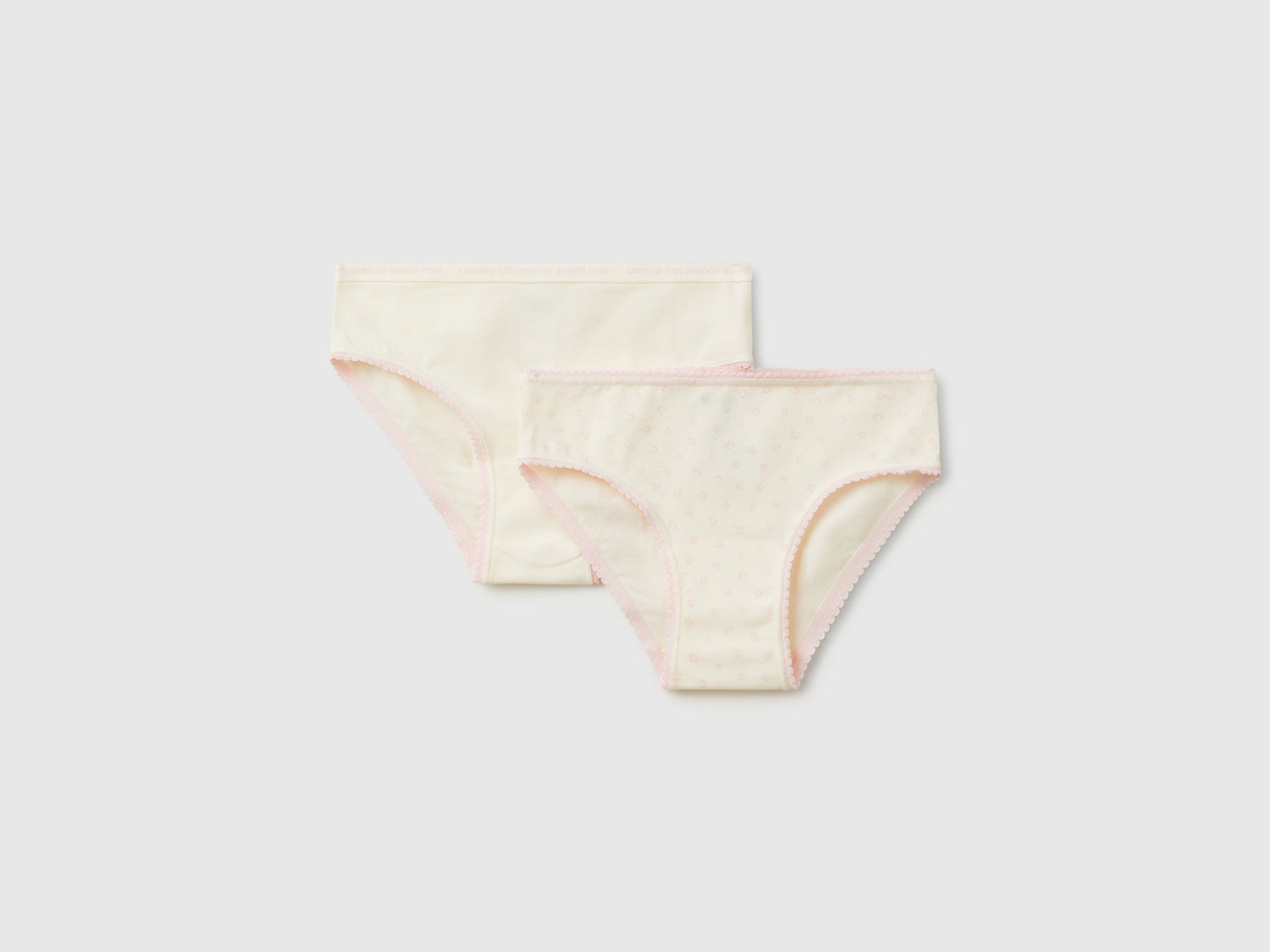 Due slip in cotone stretch da bambina bianco panna | Benetton Outlet