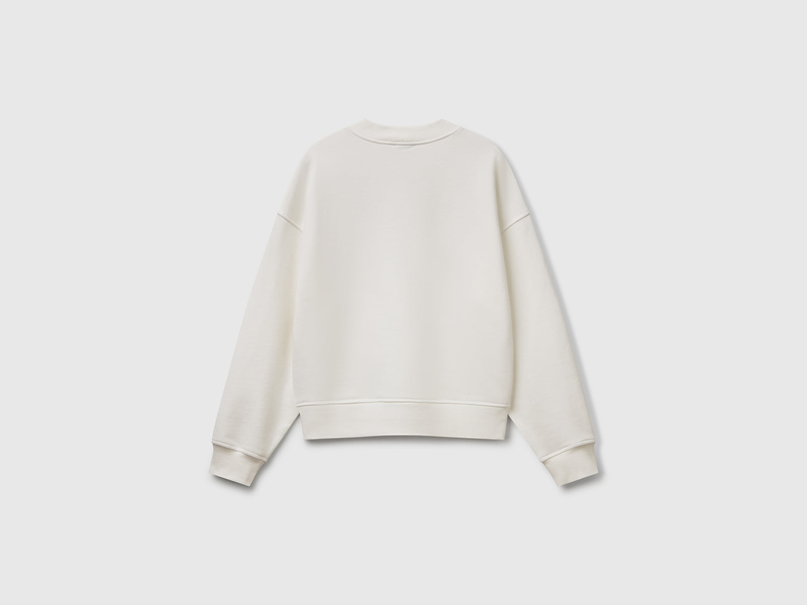 Felpa girocollo in misto cotone da donna bianco panna 2 | Benetton Outlet