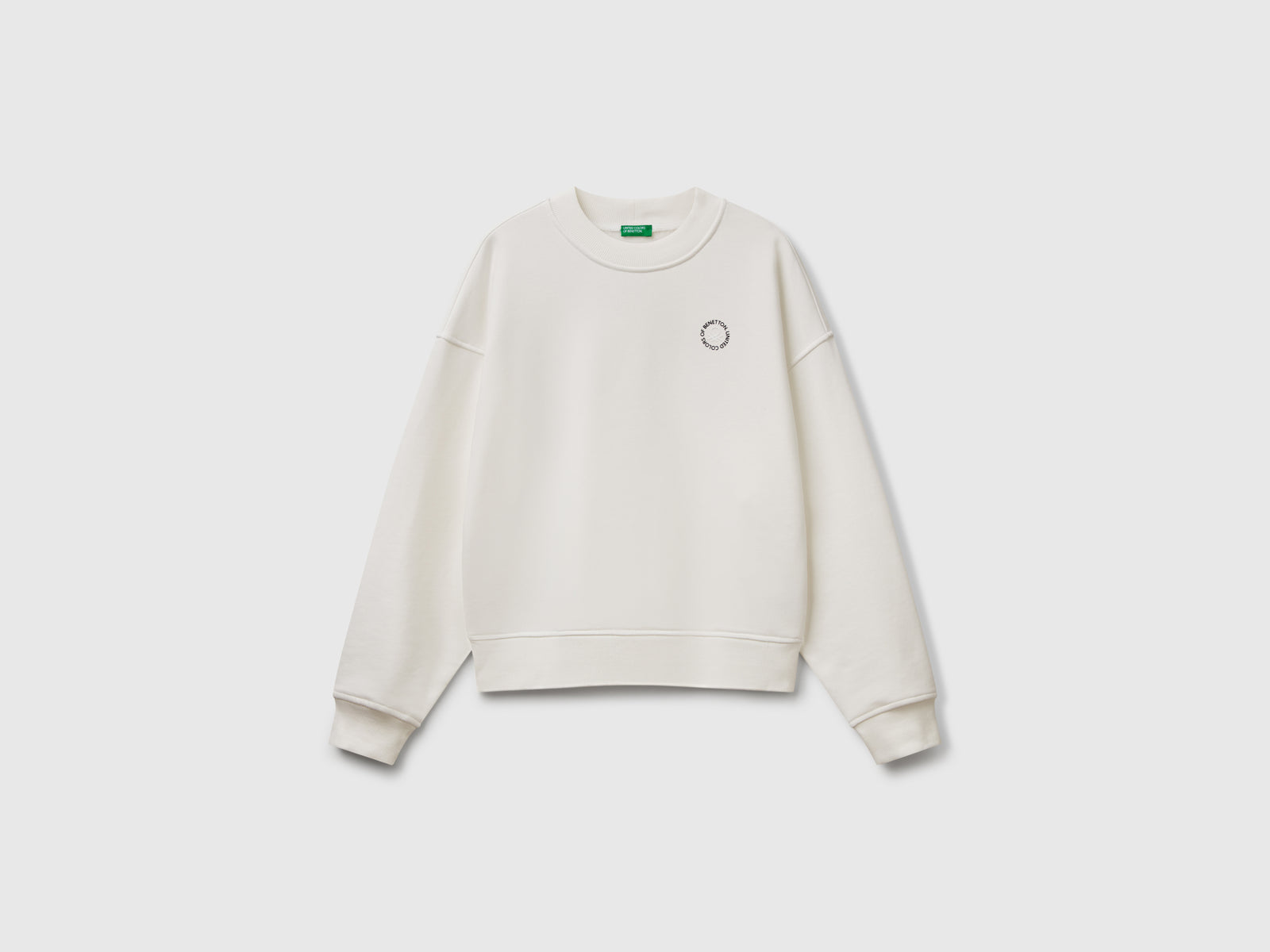 Felpa girocollo in misto cotone da donna bianco panna | Benetton Outlet