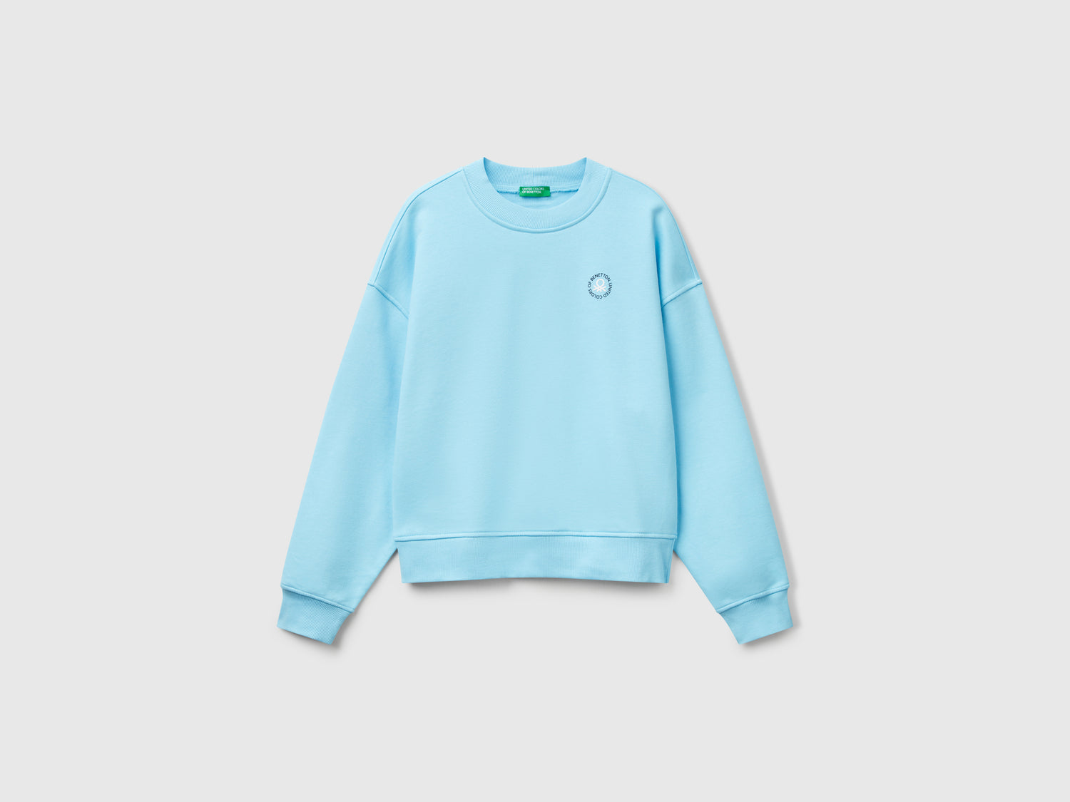 Felpa girocollo in misto cotone da donna turchese | Benetton Outlet
