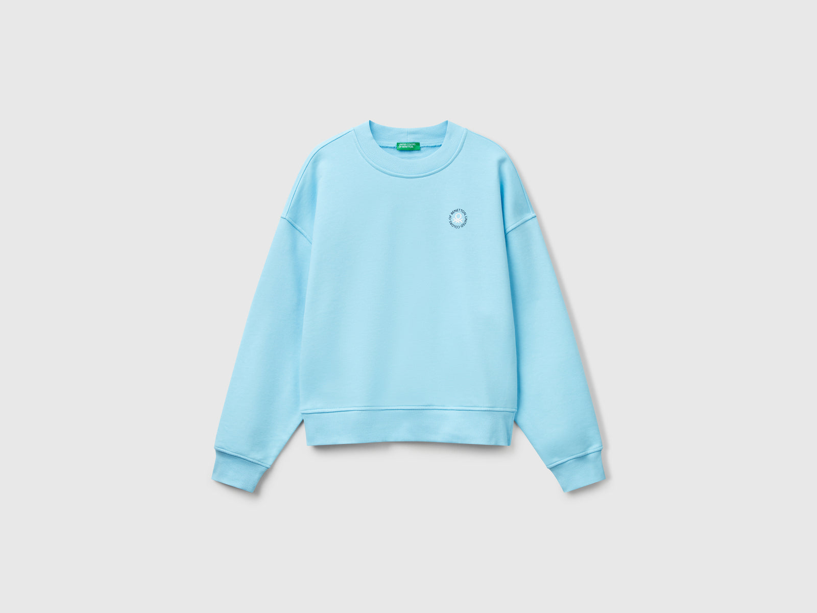 Felpa girocollo in misto cotone da donna turchese | Benetton Outlet