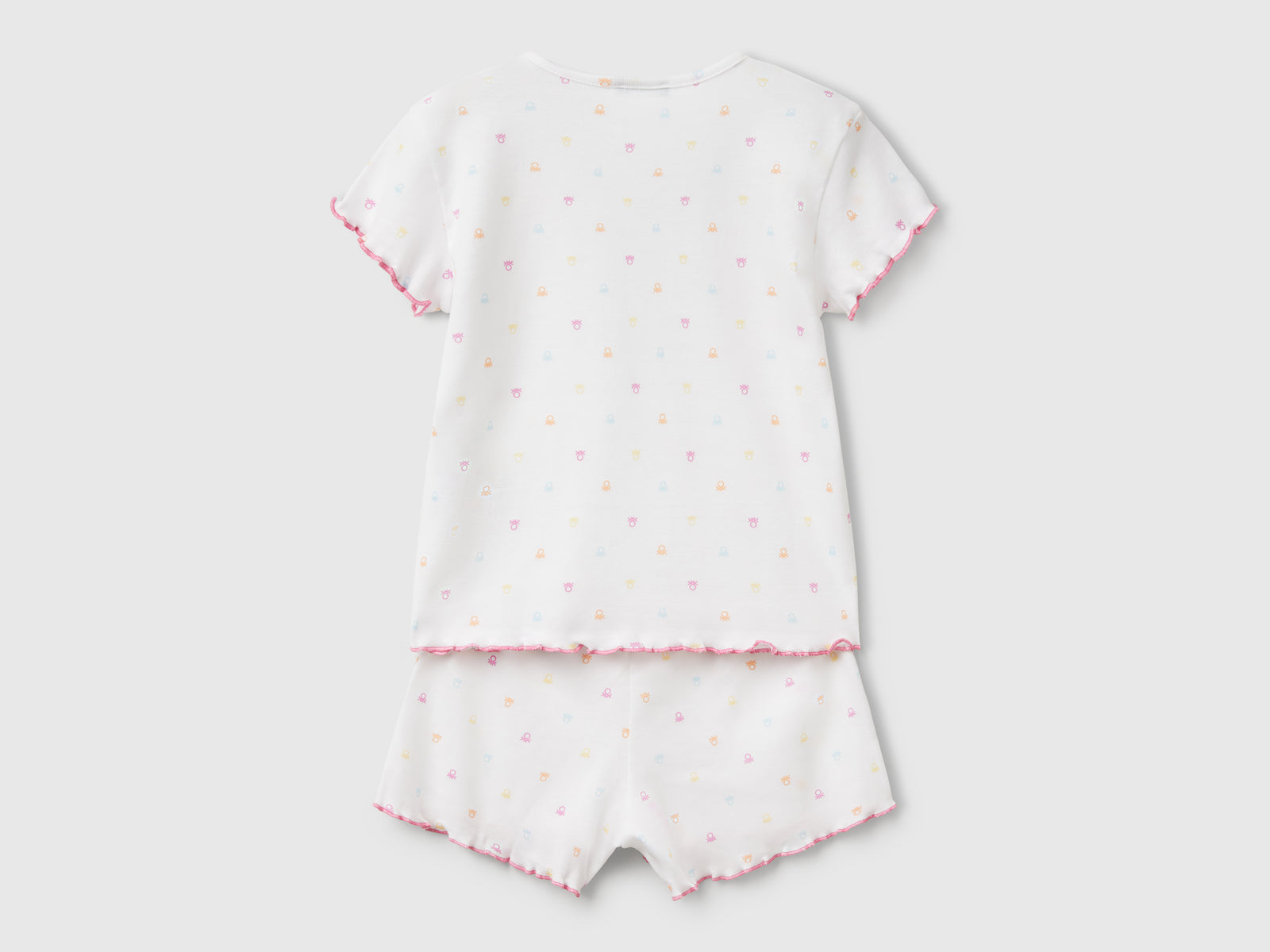 Pigiama con stampa loghi da bambina bianco 2 | Benetton Outlet