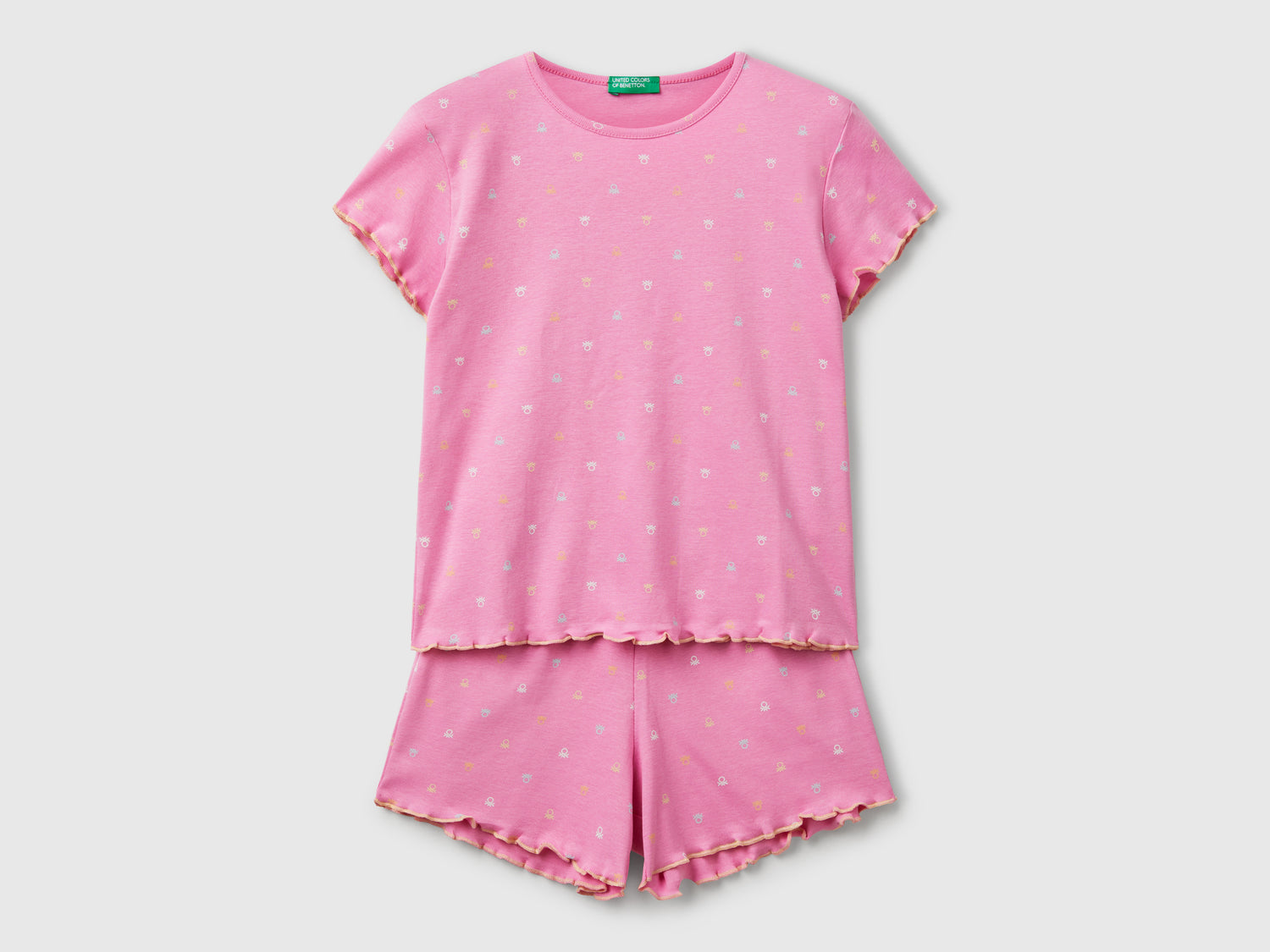 Pigiama con stampa loghi da bambina rosa | Benetton Outlet