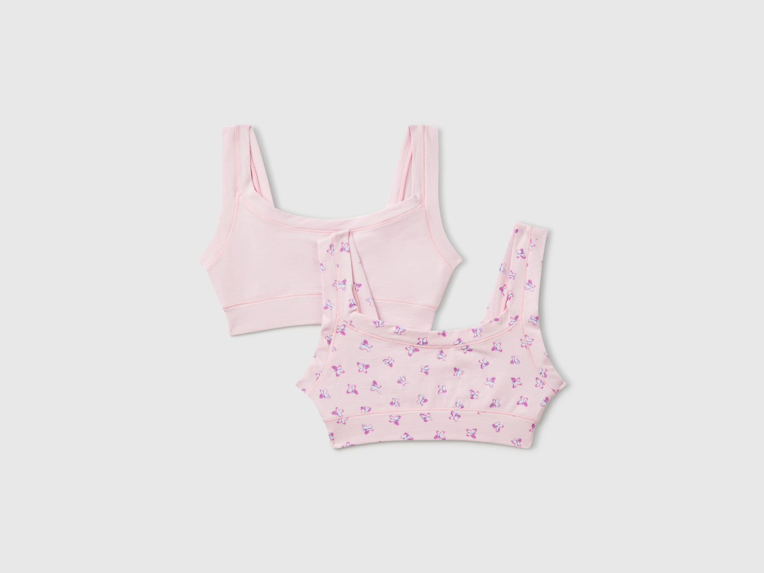 Due brassiere in cotone super stretch da bambina rosa | Benetton Outlet