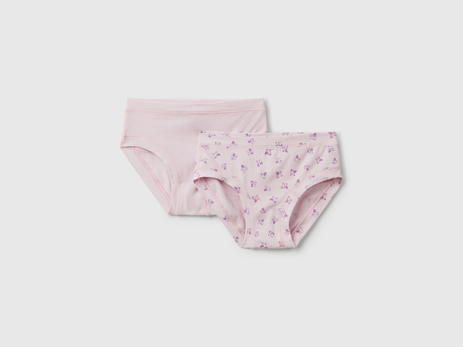 Due slip in cotone super stretch da bambina rosa | Benetton Outlet