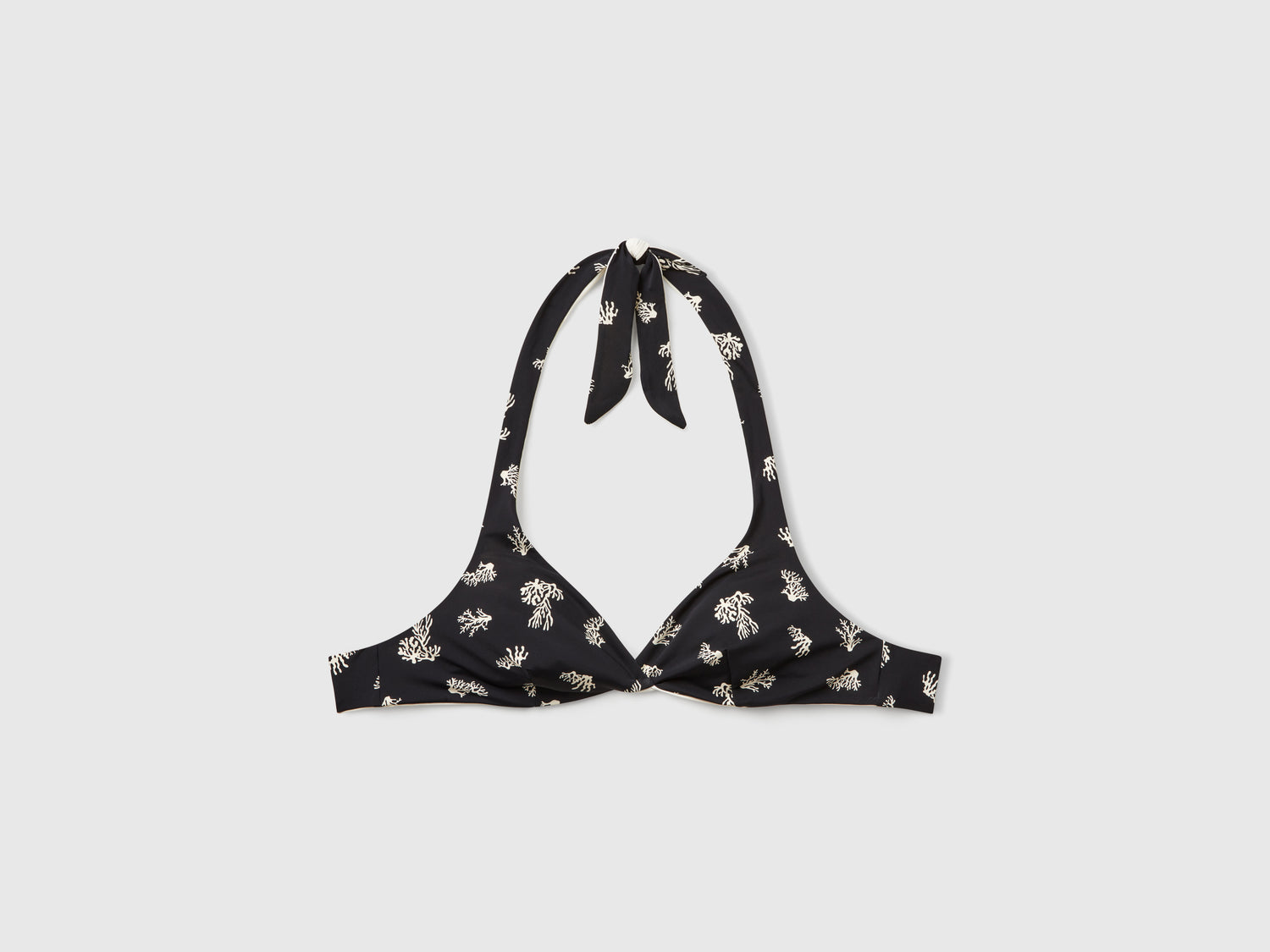 Triangle bikini with coral print da donna nero | Benetton Outlet
