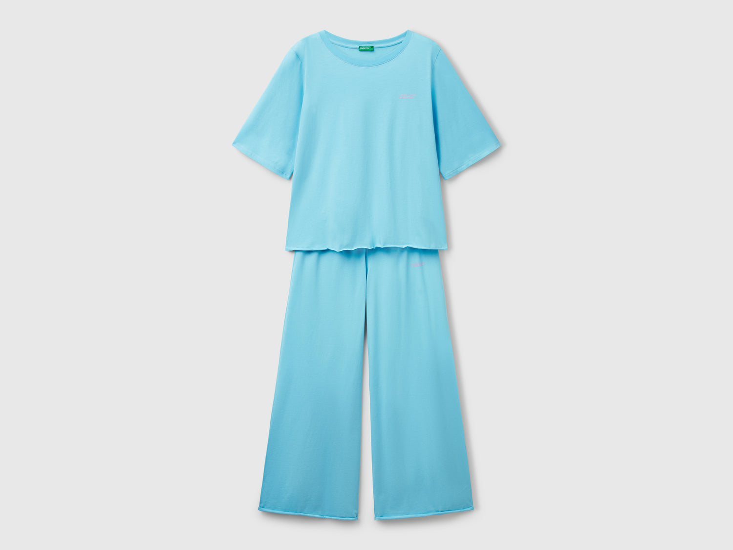 Pigiama ampio in puro cotone da donna turchese | Benetton Outlet