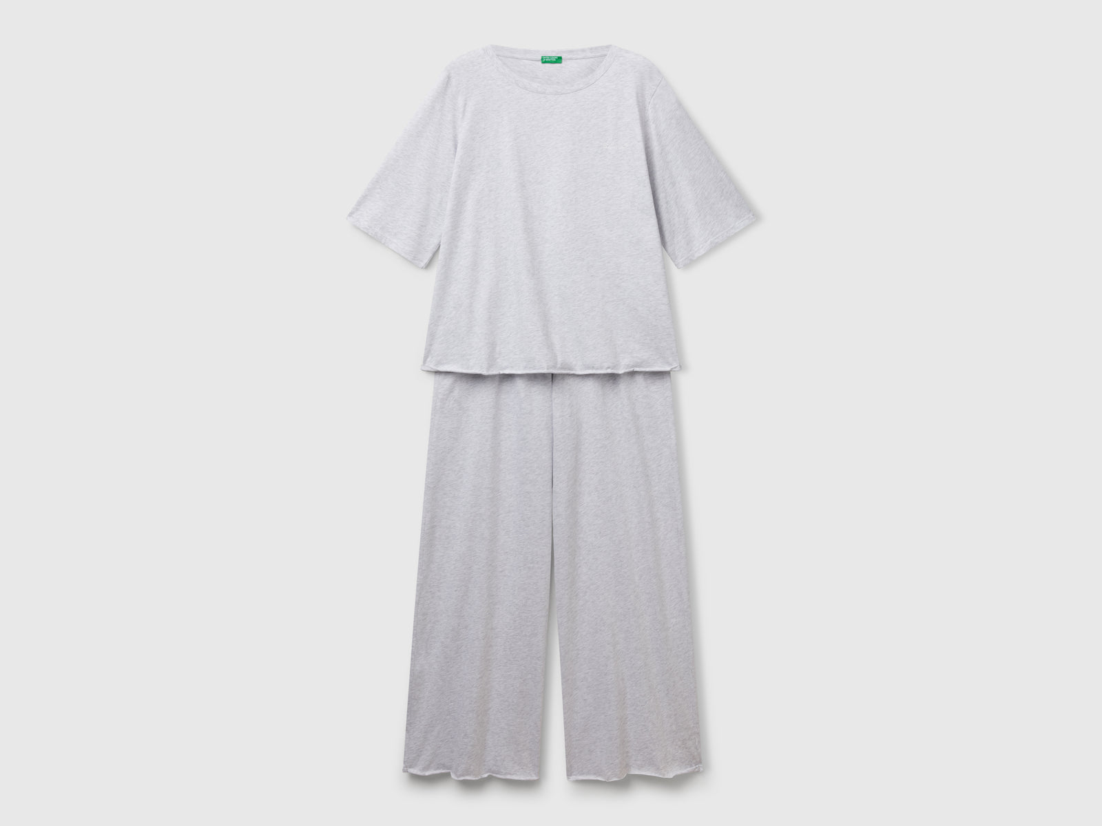 Pigiama ampio in puro cotone da donna grigio chiaro | Benetton Outlet