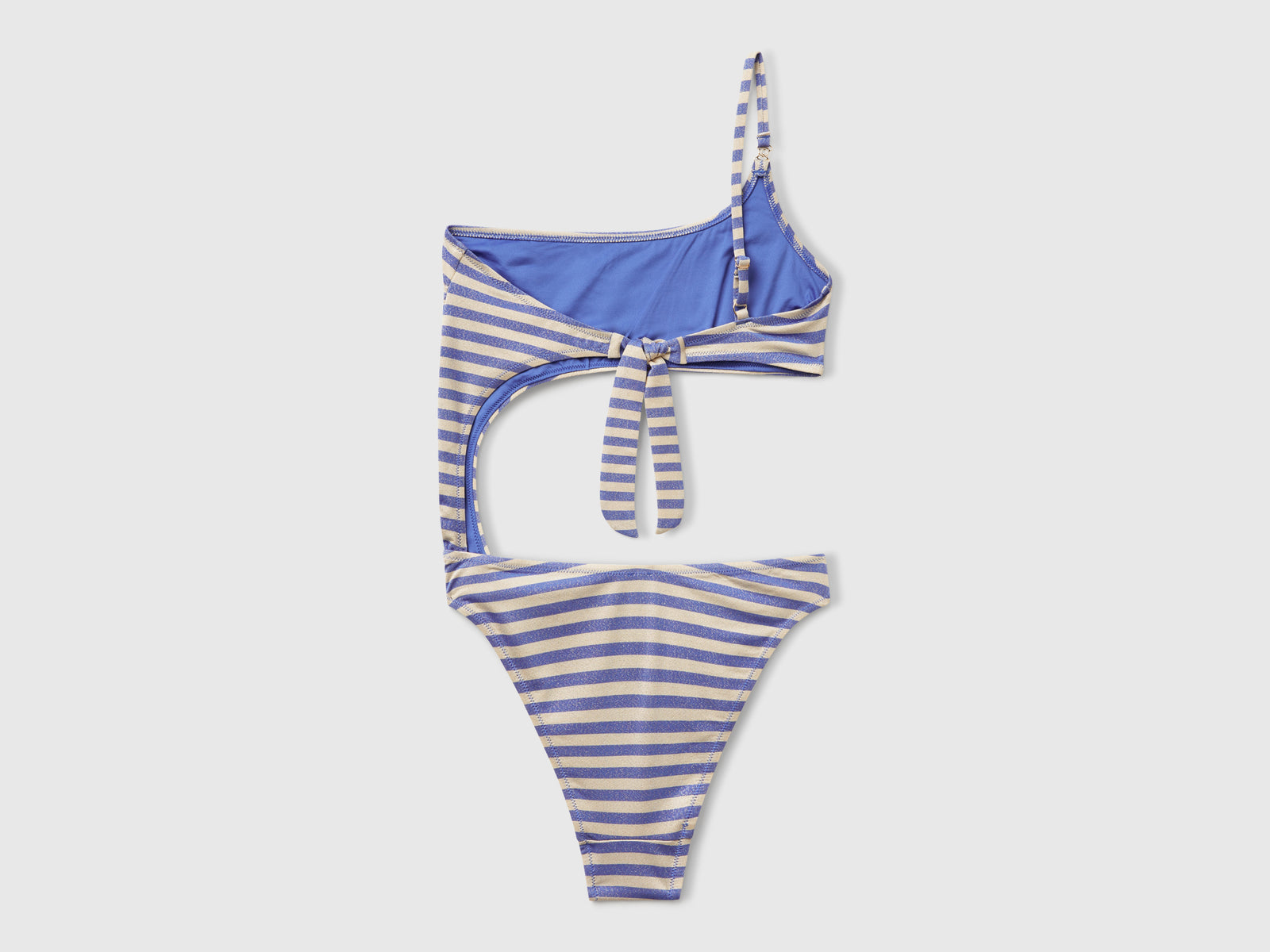 Costume intero a righe con lurex da donna blu 2 | Benetton Outlet