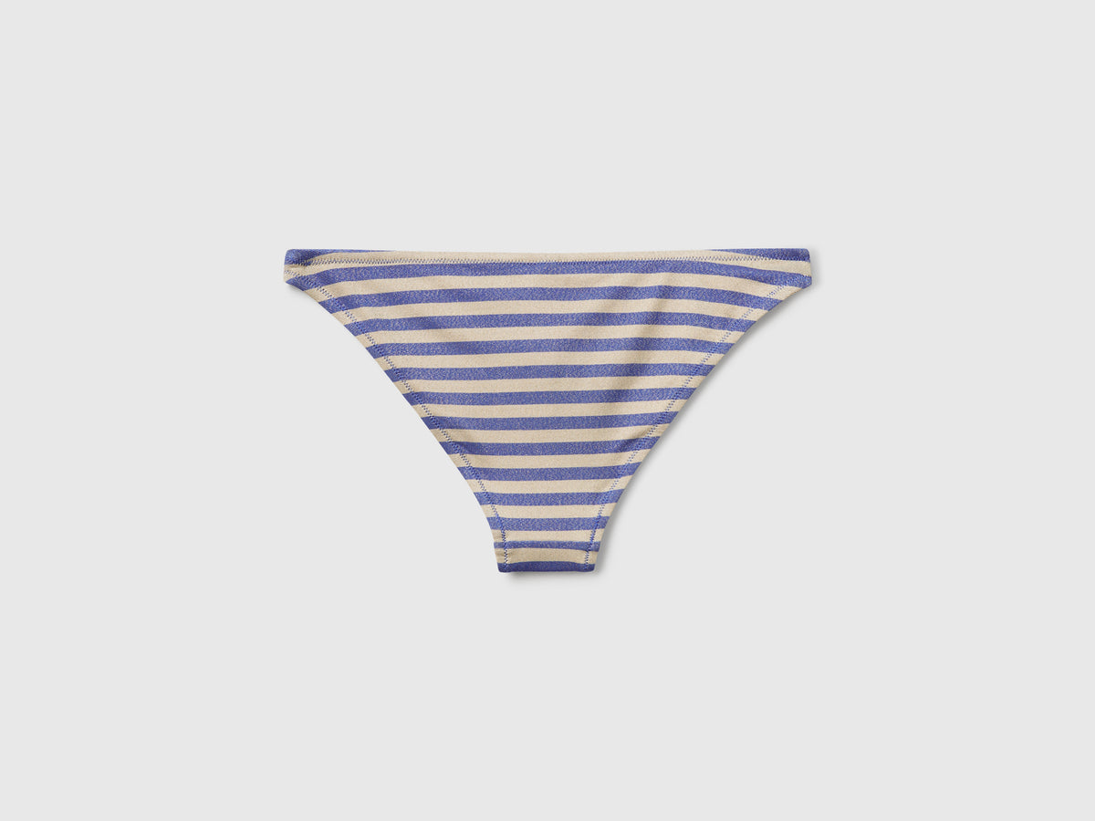 Striped swimsuit bottoms with lurex