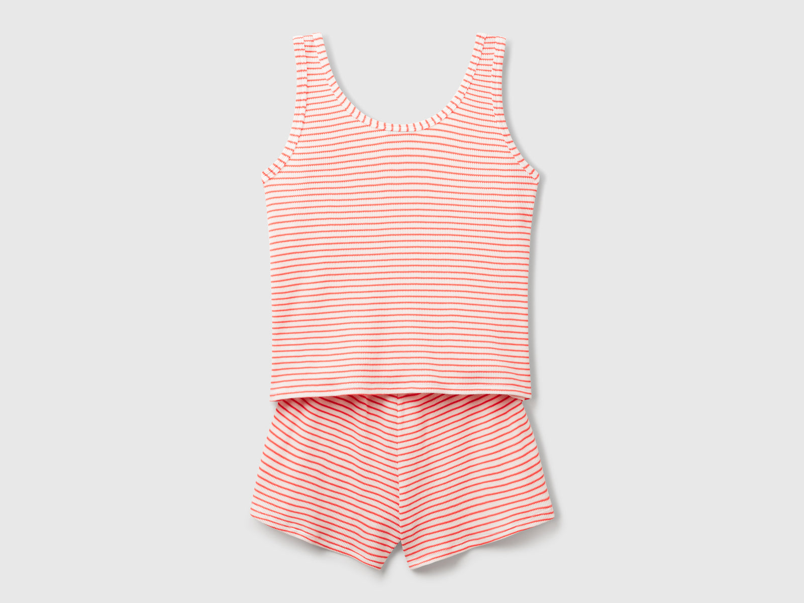 Pigiama a righe da donna corallo 2 | Benetton Outlet