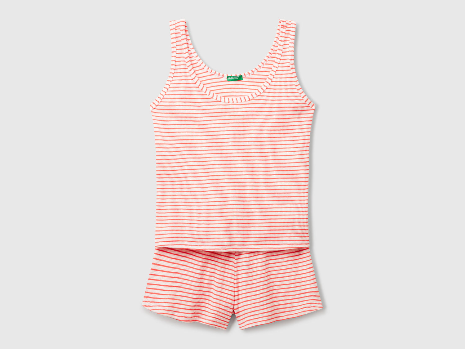 Pigiama a righe da donna corallo | Benetton Outlet