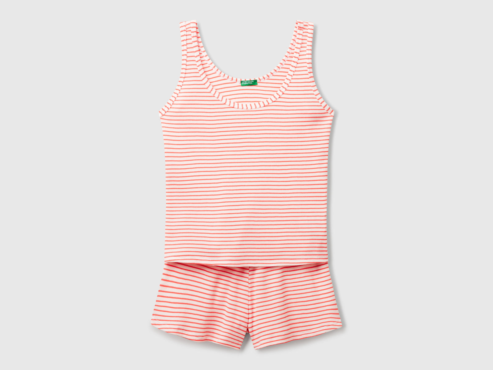 Pigiama a righe da donna corallo | Benetton Outlet