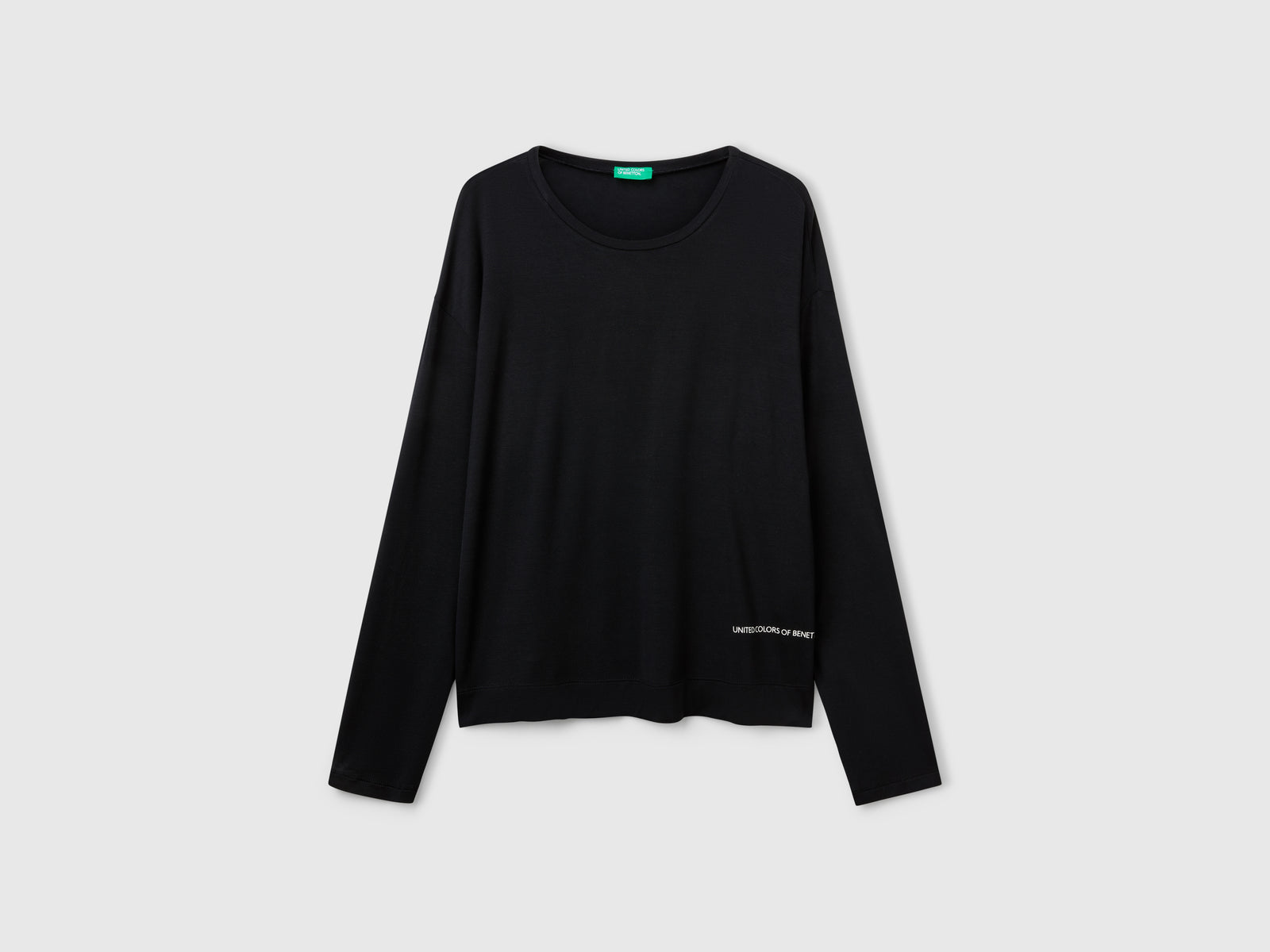 T-shirt manica lunga in Modal stretch da donna nero | Benetton Outlet