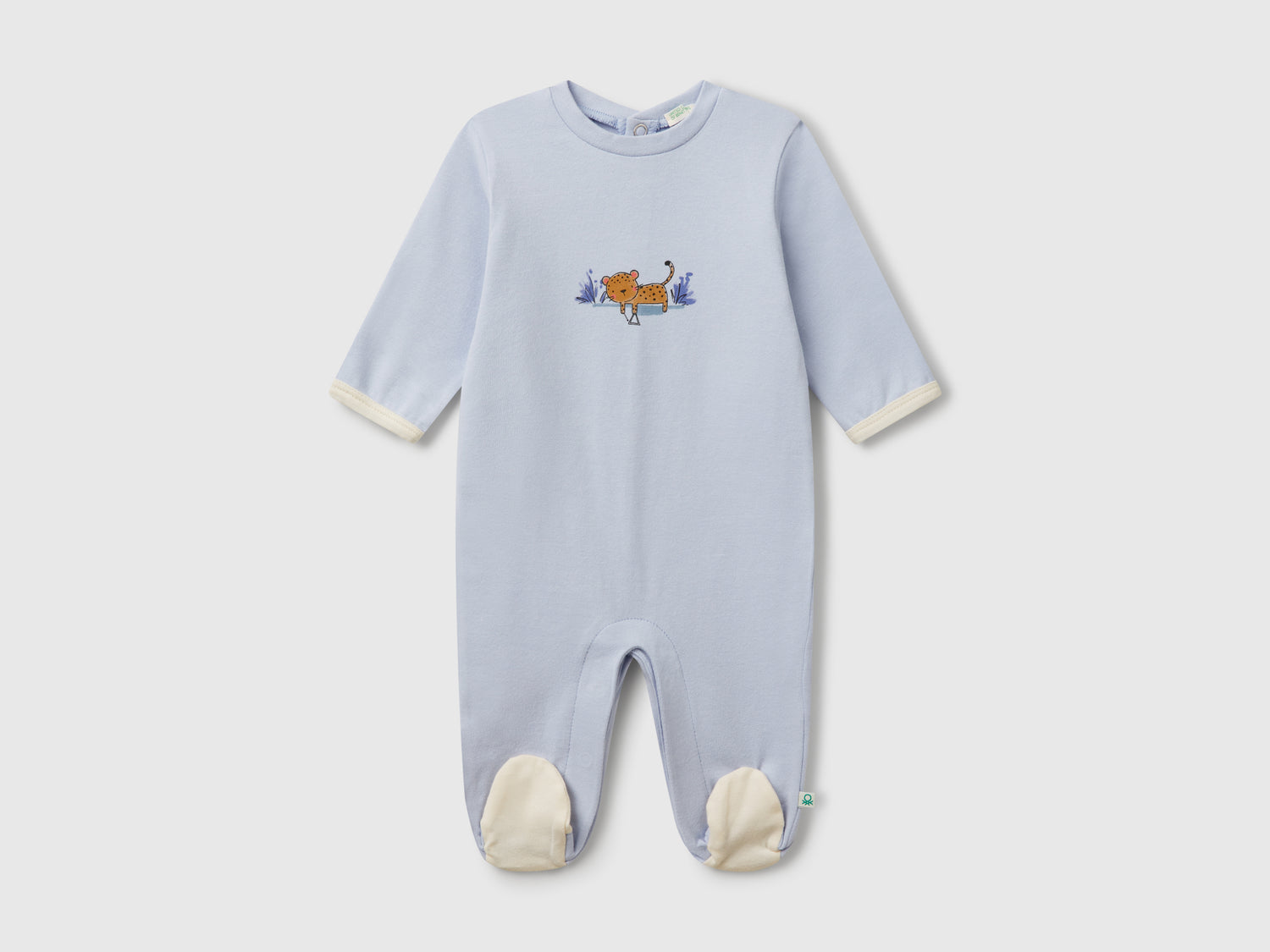 Tuta lunga con stampa animaletto da neonato azzurro | Benetton Outlet