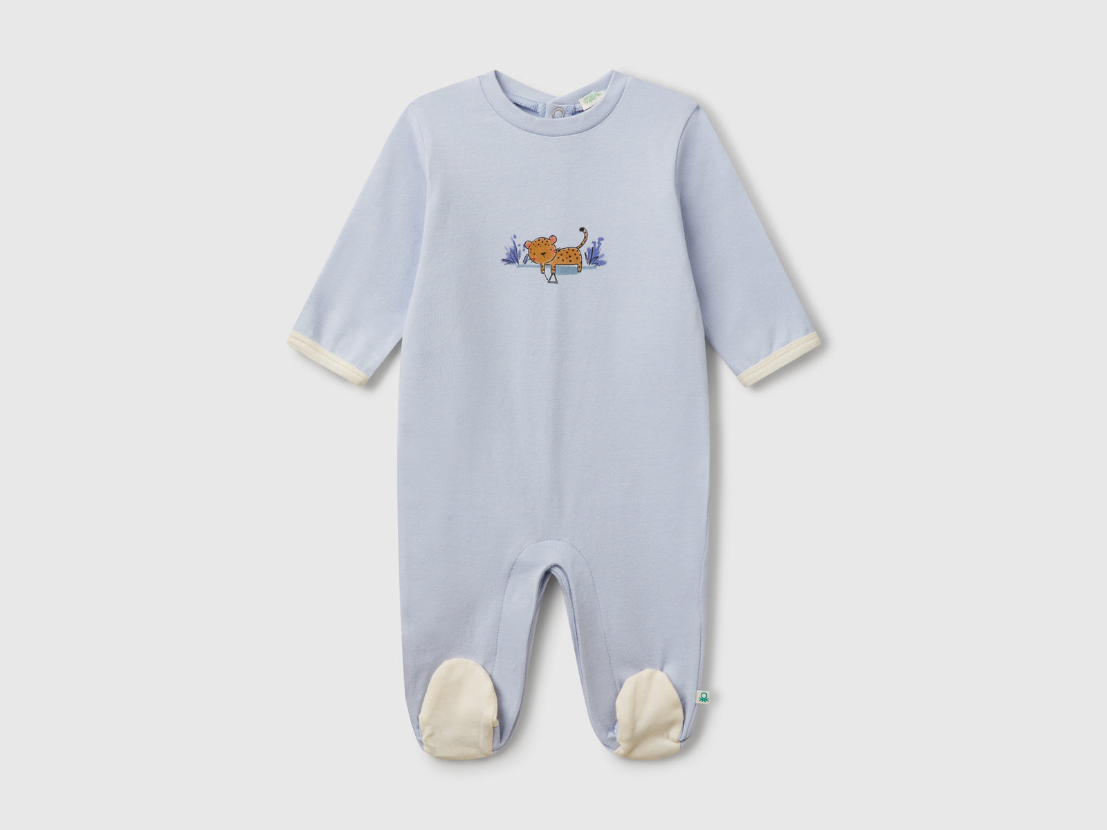 Tuta lunga con stampa animaletto da neonato azzurro | Benetton Outlet