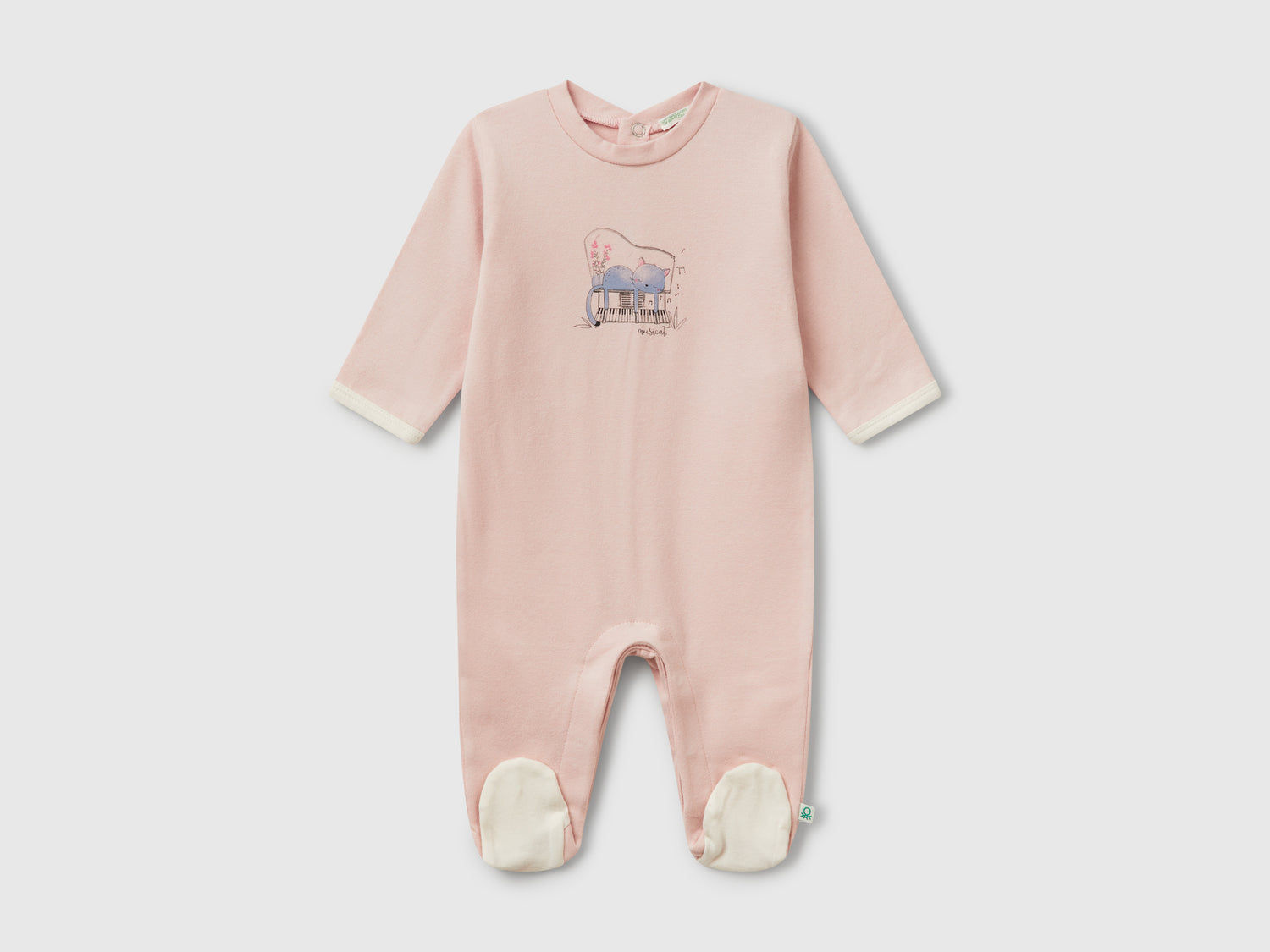 Tuta lunga con stampa animaletto da neonato rosa tenue | Benetton Outlet