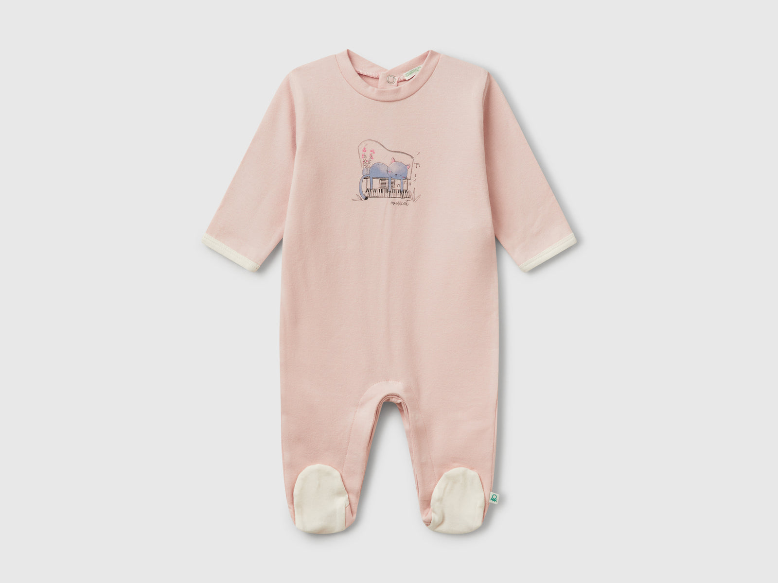 Tuta lunga con stampa animaletto da neonato rosa tenue | Benetton Outlet