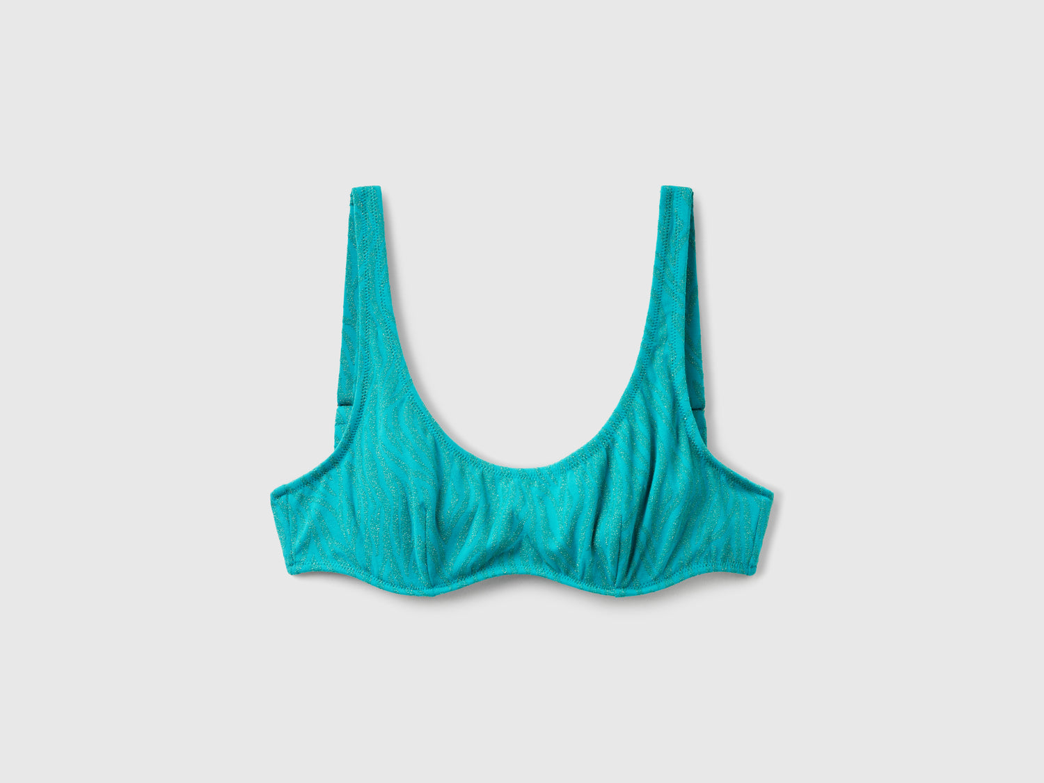 Brassiere mare animalier con lurex da donna turchese | Benetton Outlet