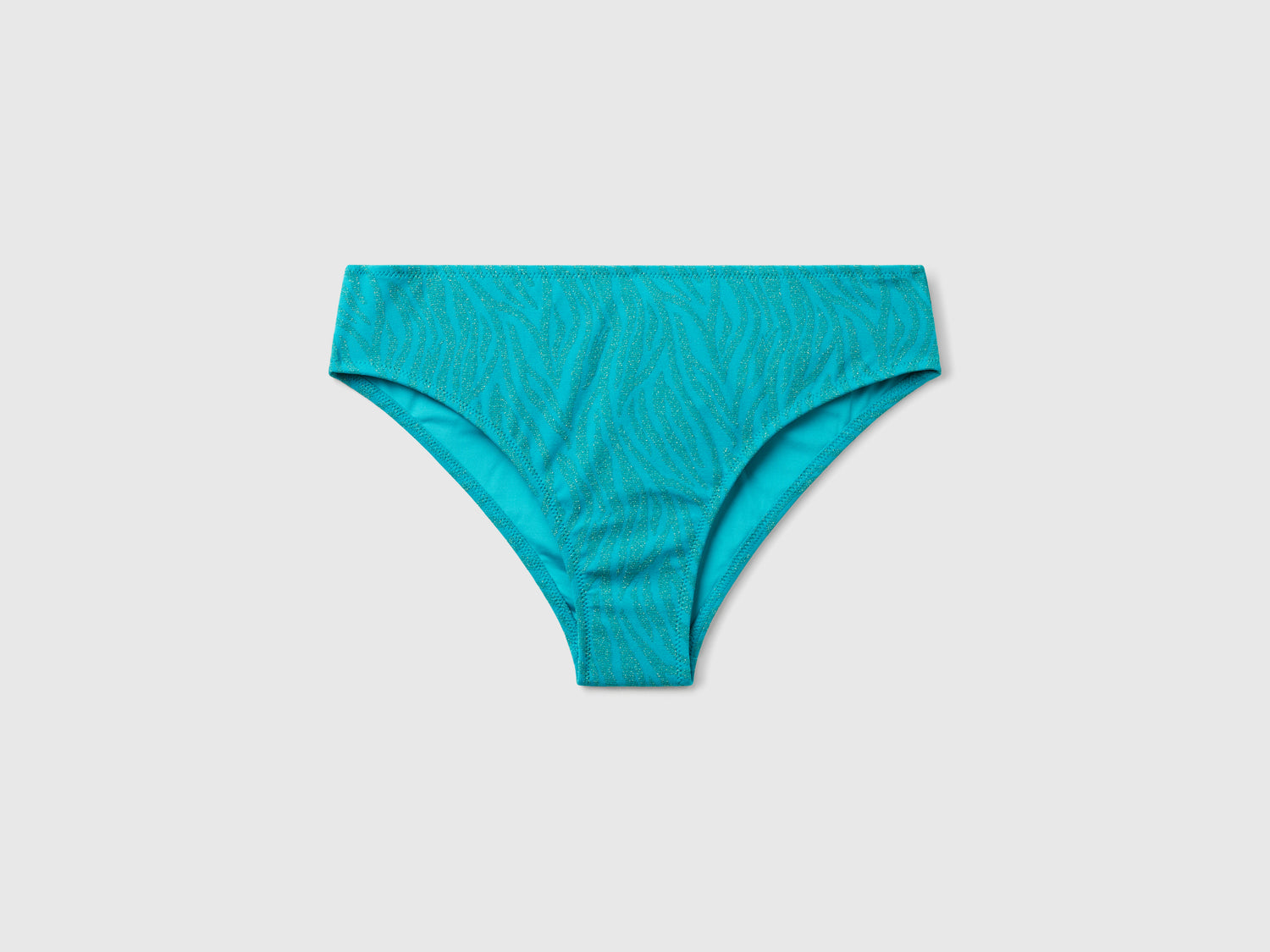Slip costume animalier fianco alto da donna turchese | Benetton Outlet