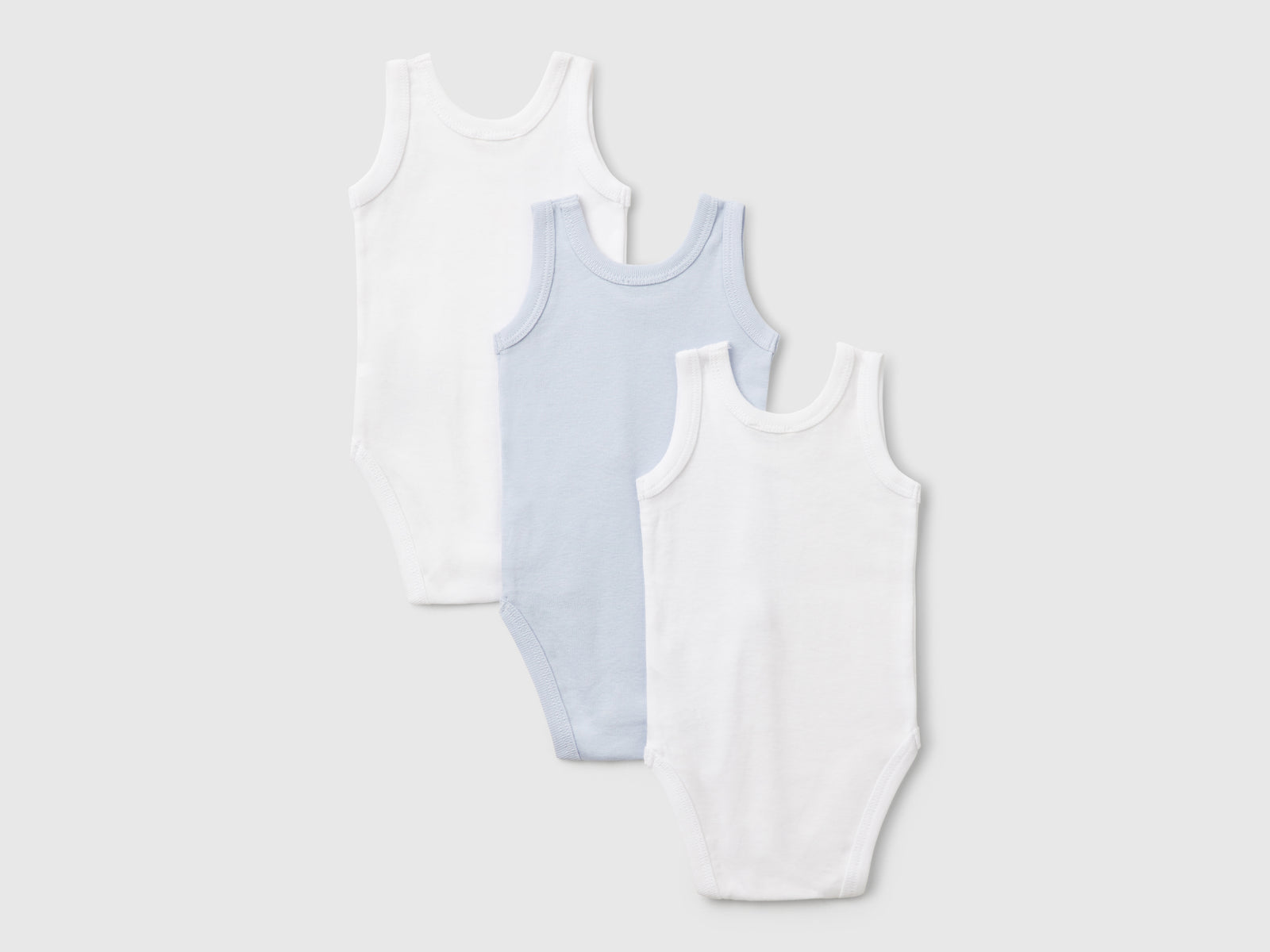 Tre body smanicati in cotone da neonato multi-color 2 | Benetton Outlet