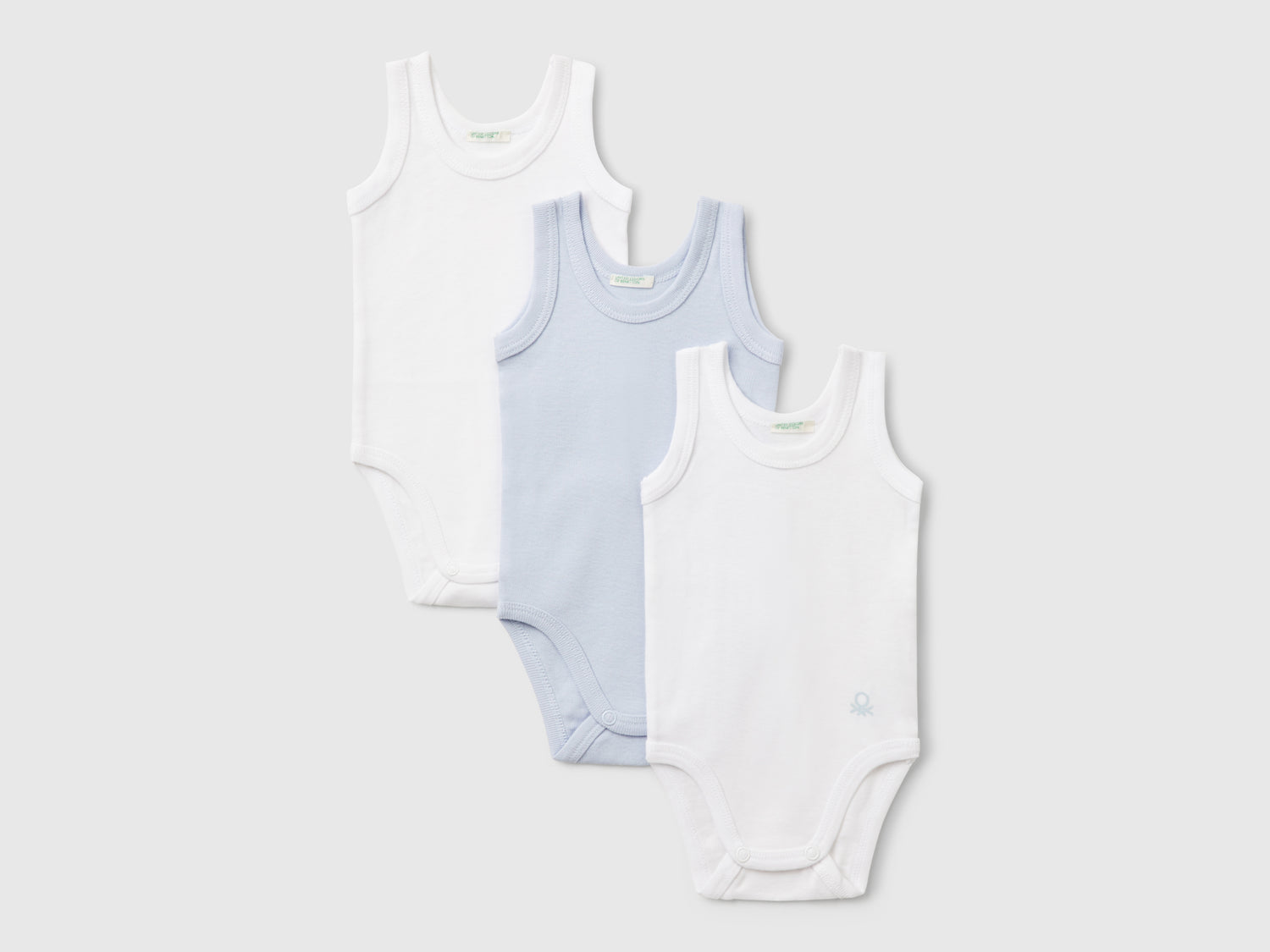 Tre body smanicati in cotone da neonato multi-color | Benetton Outlet