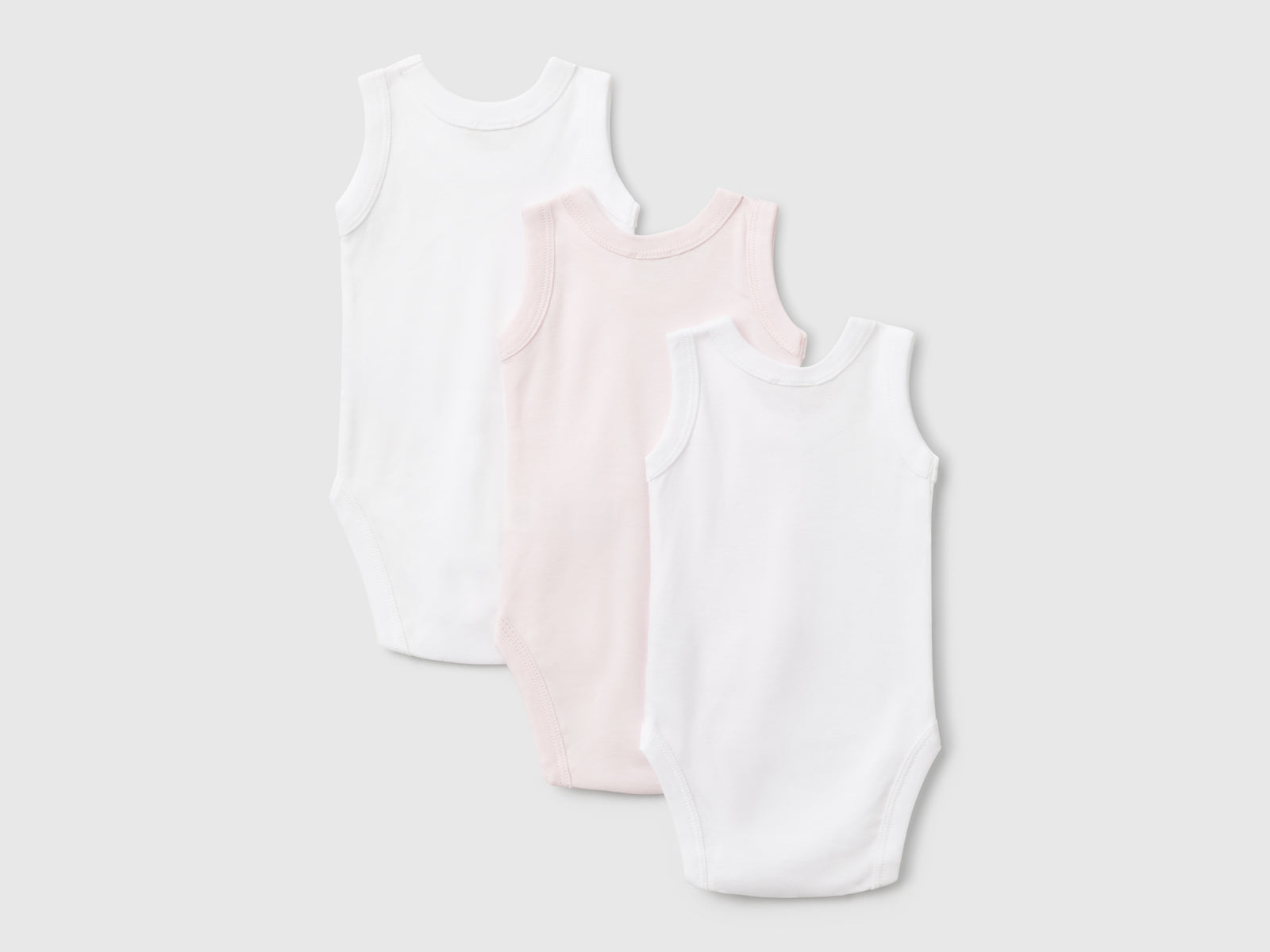 Tre body smanicati in cotone da neonato multi-color 2 | Benetton Outlet
