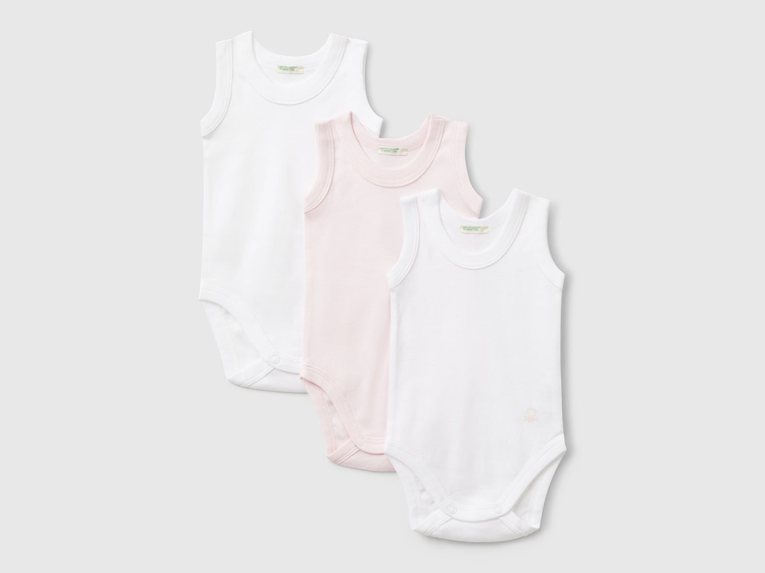Tre body smanicati in cotone da neonato multi-color | Benetton Outlet