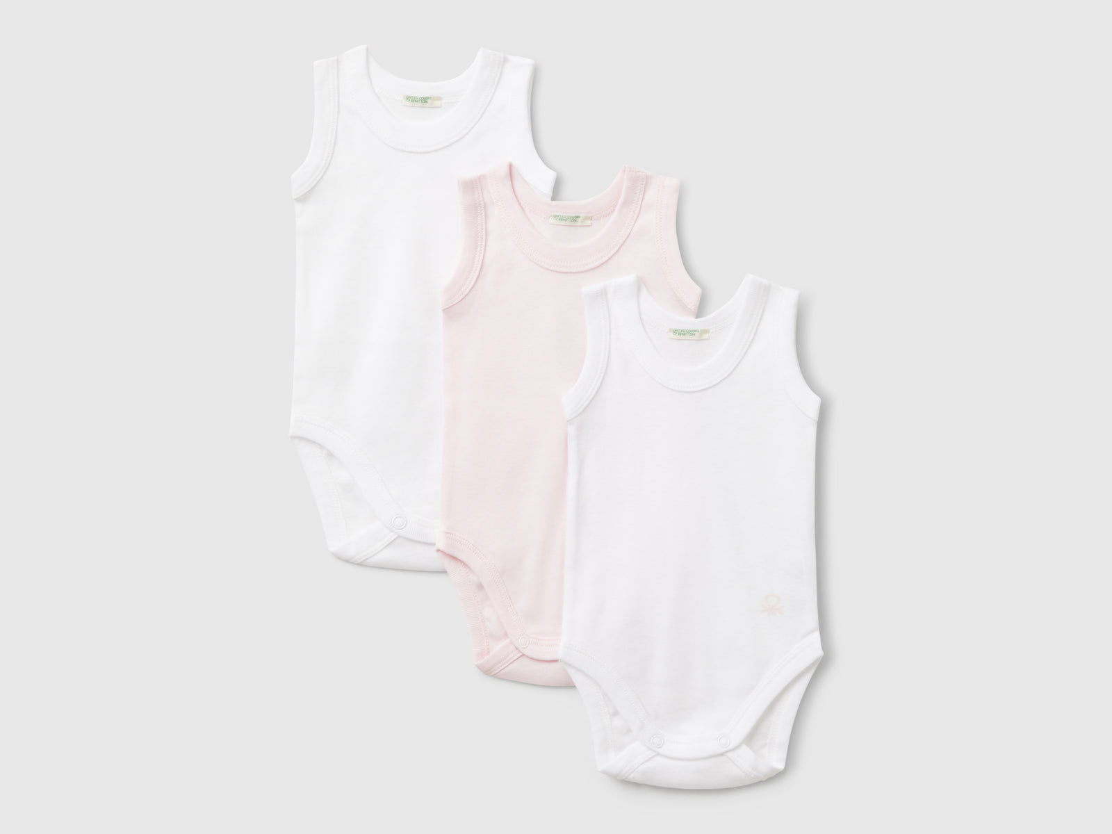 Tre body smanicati in cotone da neonato multi-color | Benetton Outlet