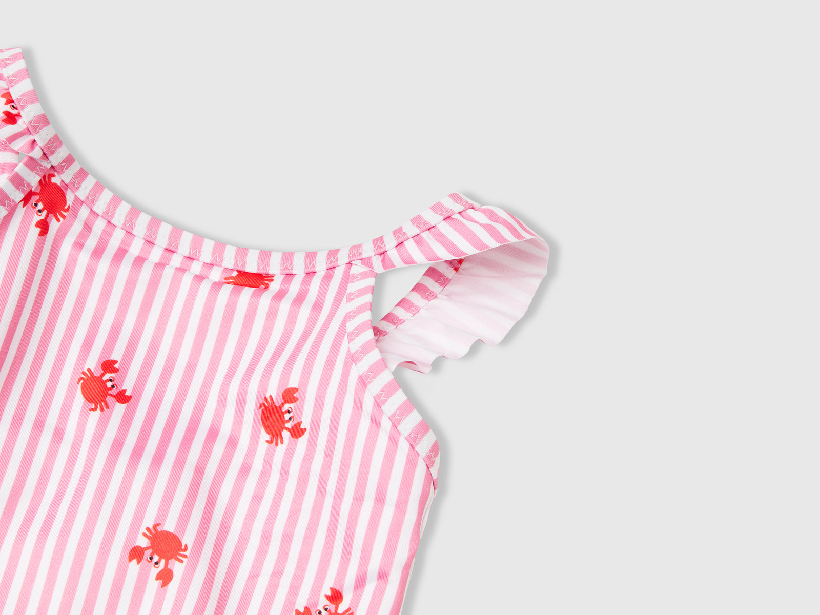 Costume intero a righe con granchi da neonato rosa 3 | Benetton Outlet